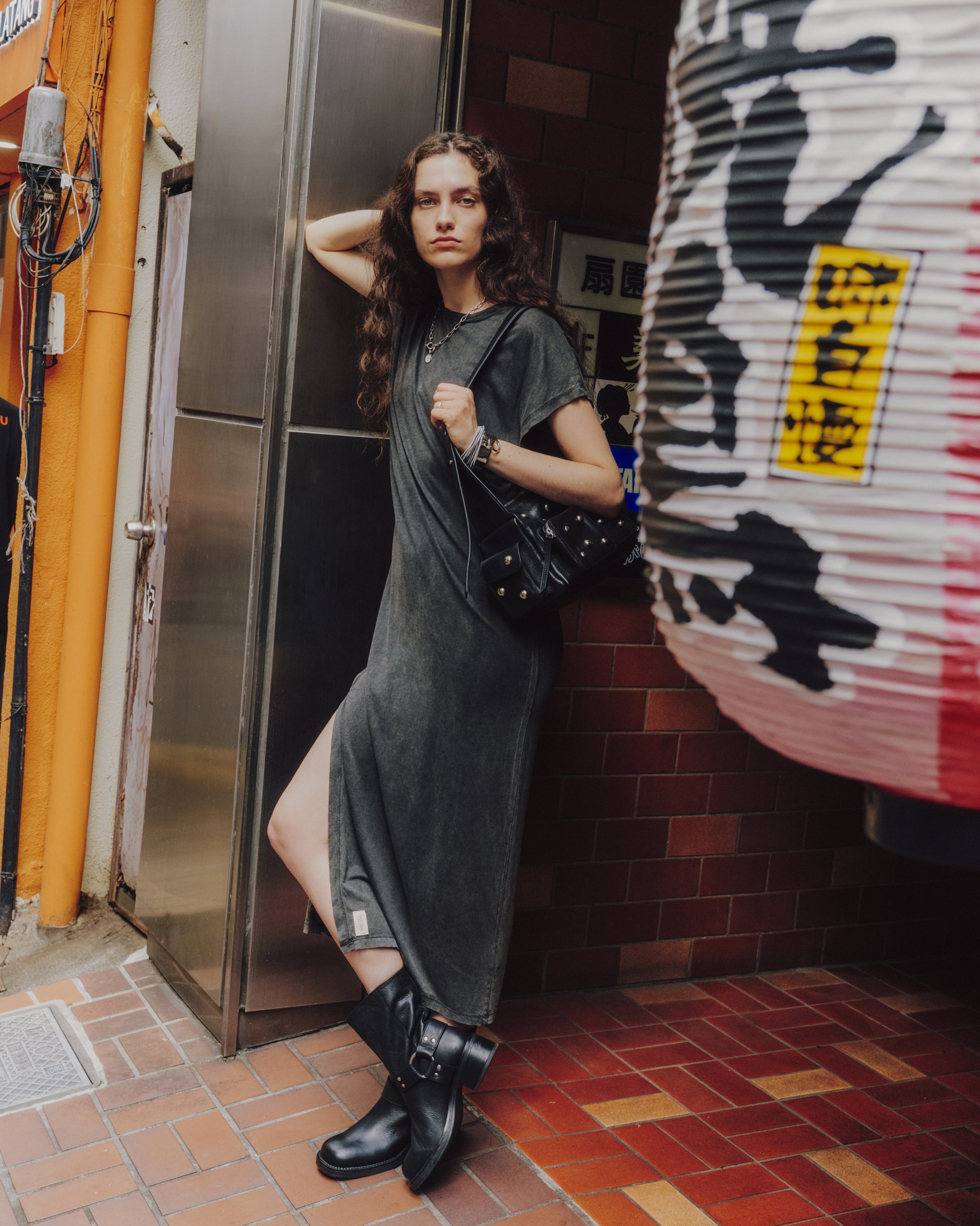 The Dark Faded Long Batwing Dress