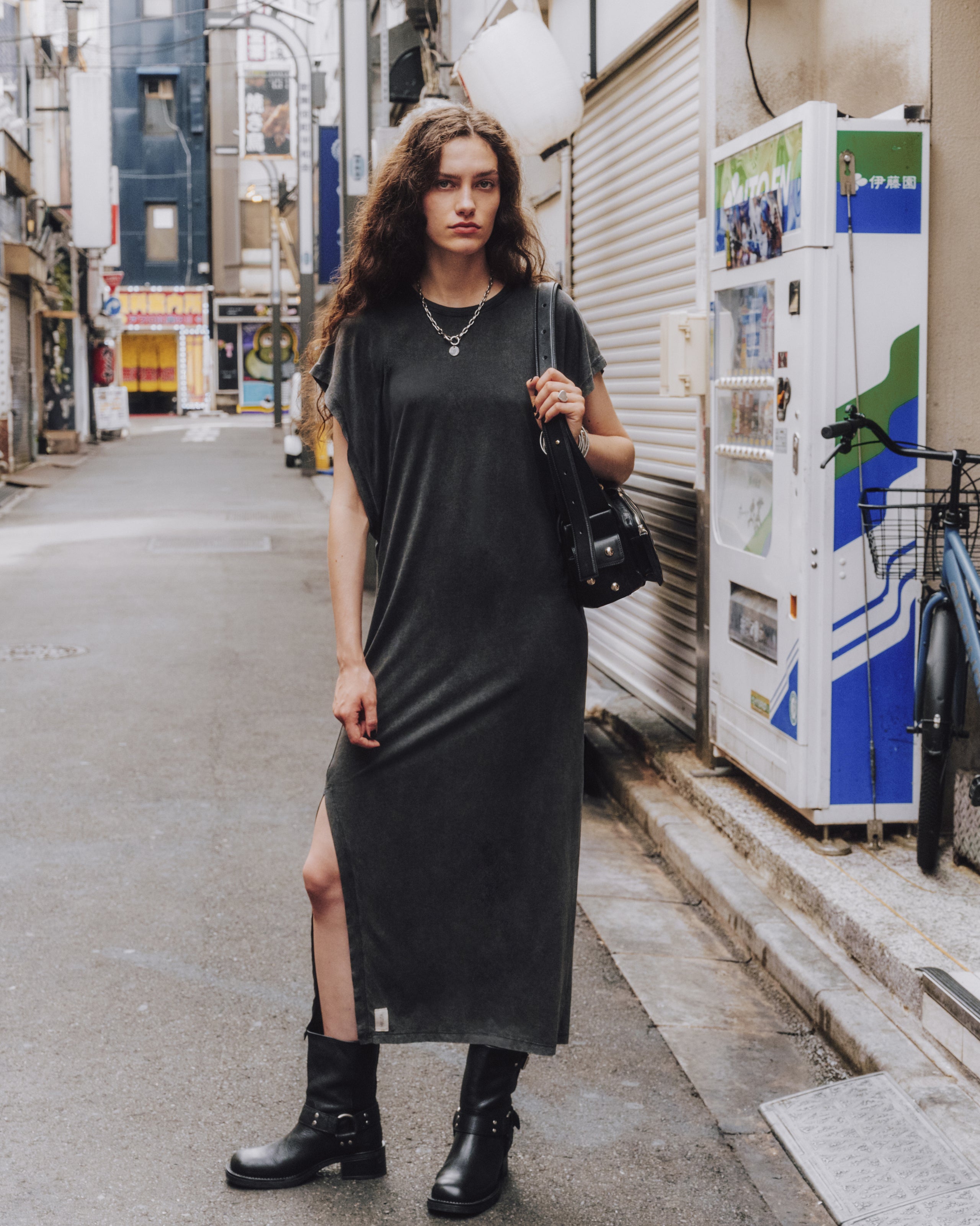 The Dark Faded Long Batwing Dress