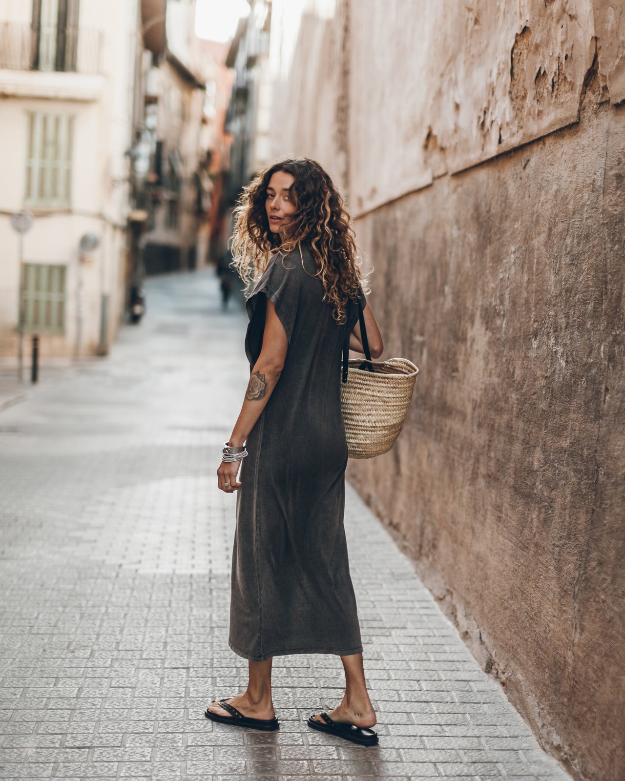 The Dark Faded Long Batwing Dress