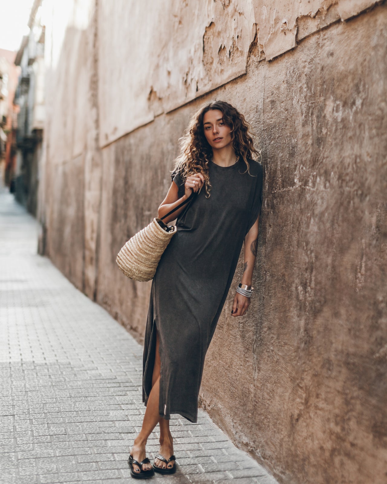 The Dark Faded Long Batwing Dress