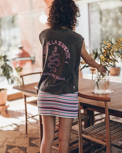 The Dark Faded Sleeveless Shirt The Knitted Mini Skirt Mexico Guindi - Product photo