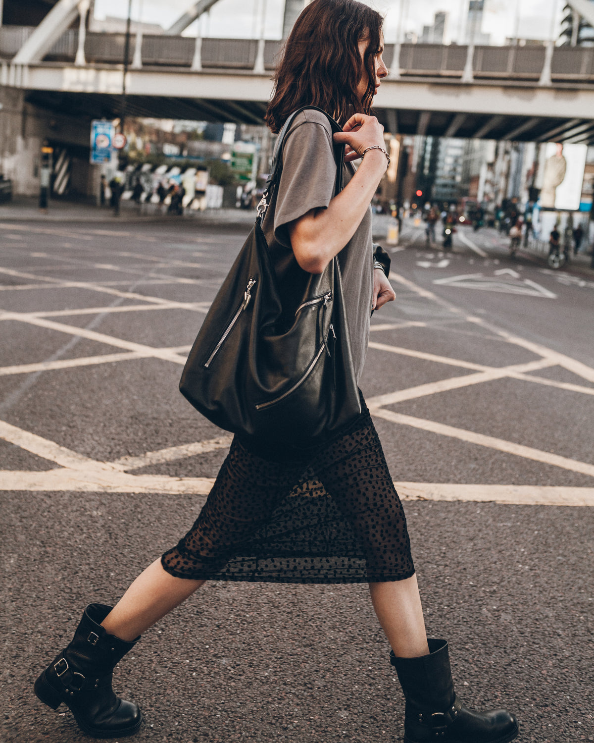 The Black Long Mesh Skirt
