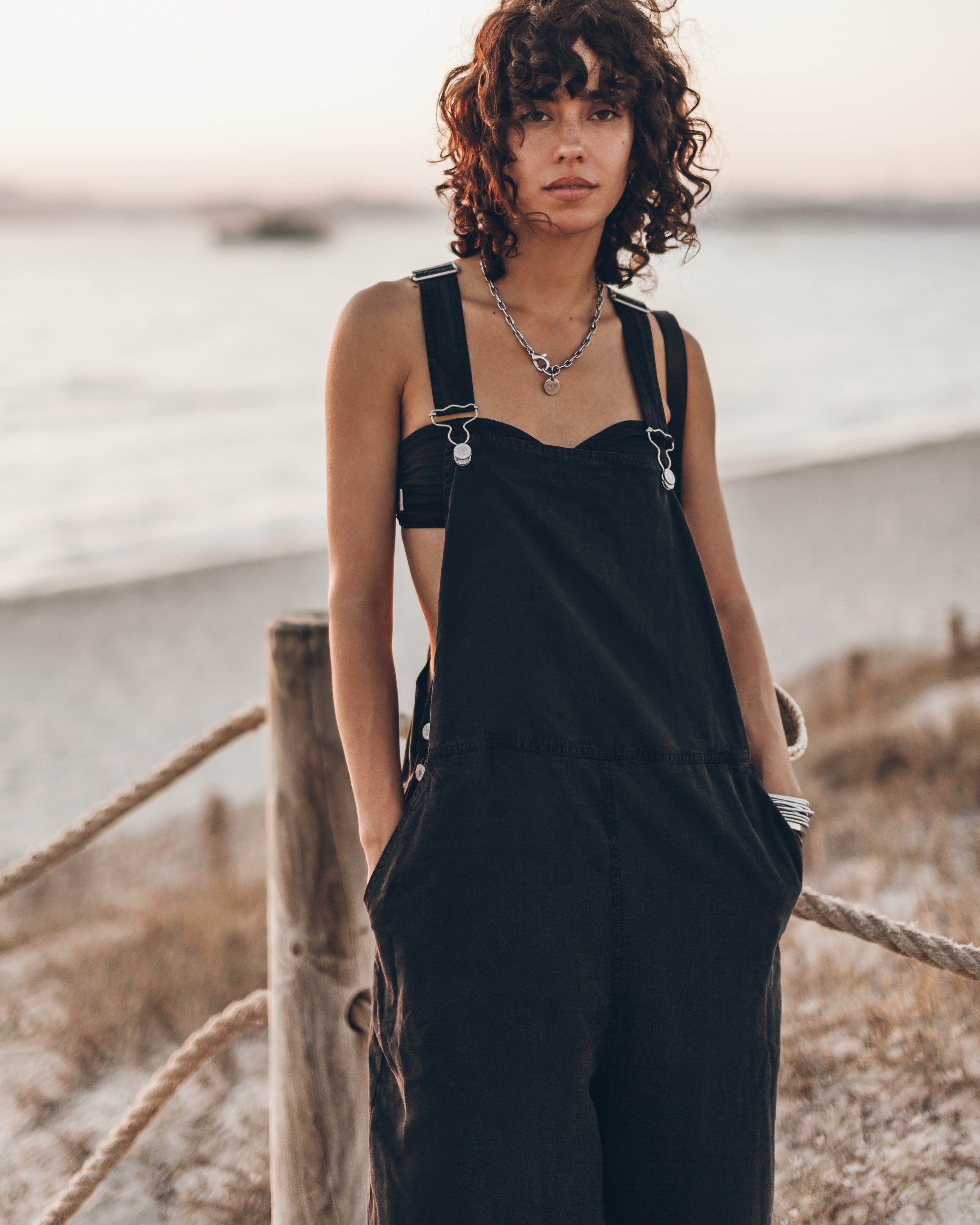The Dark Flowy Dungarees