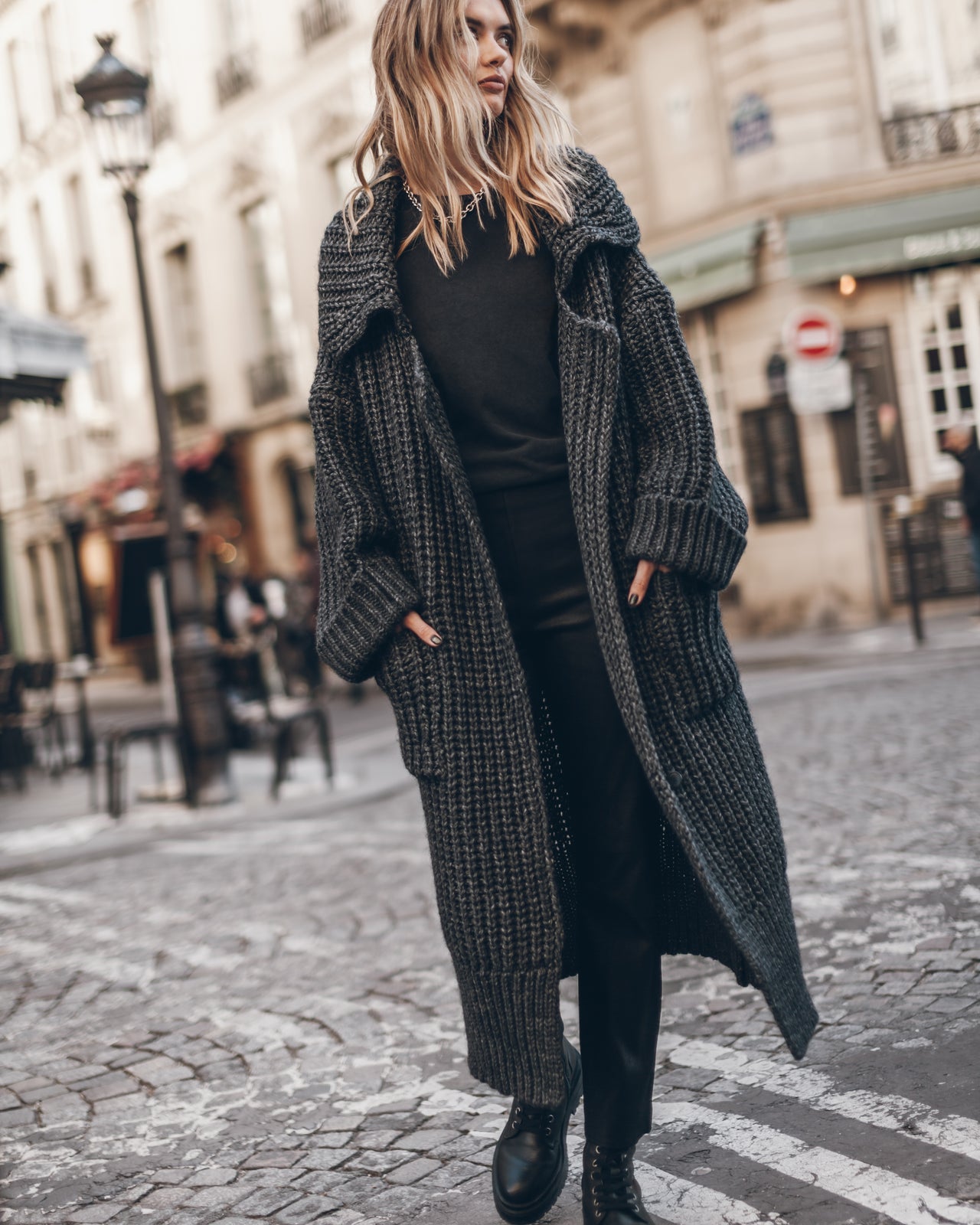 The Dark Grey Long Knitted Cardigan