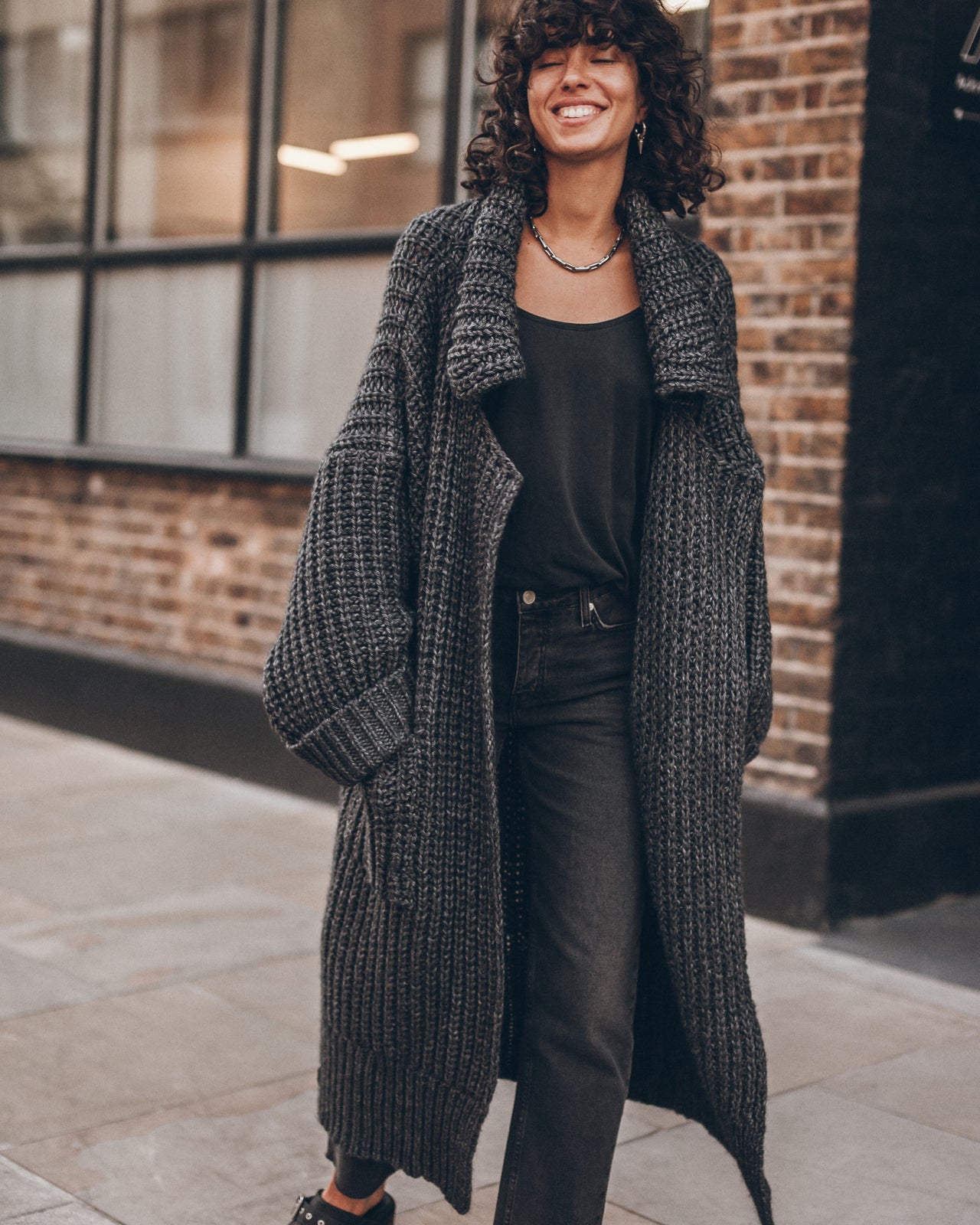 The Dark Grey Long Knitted Cardigan