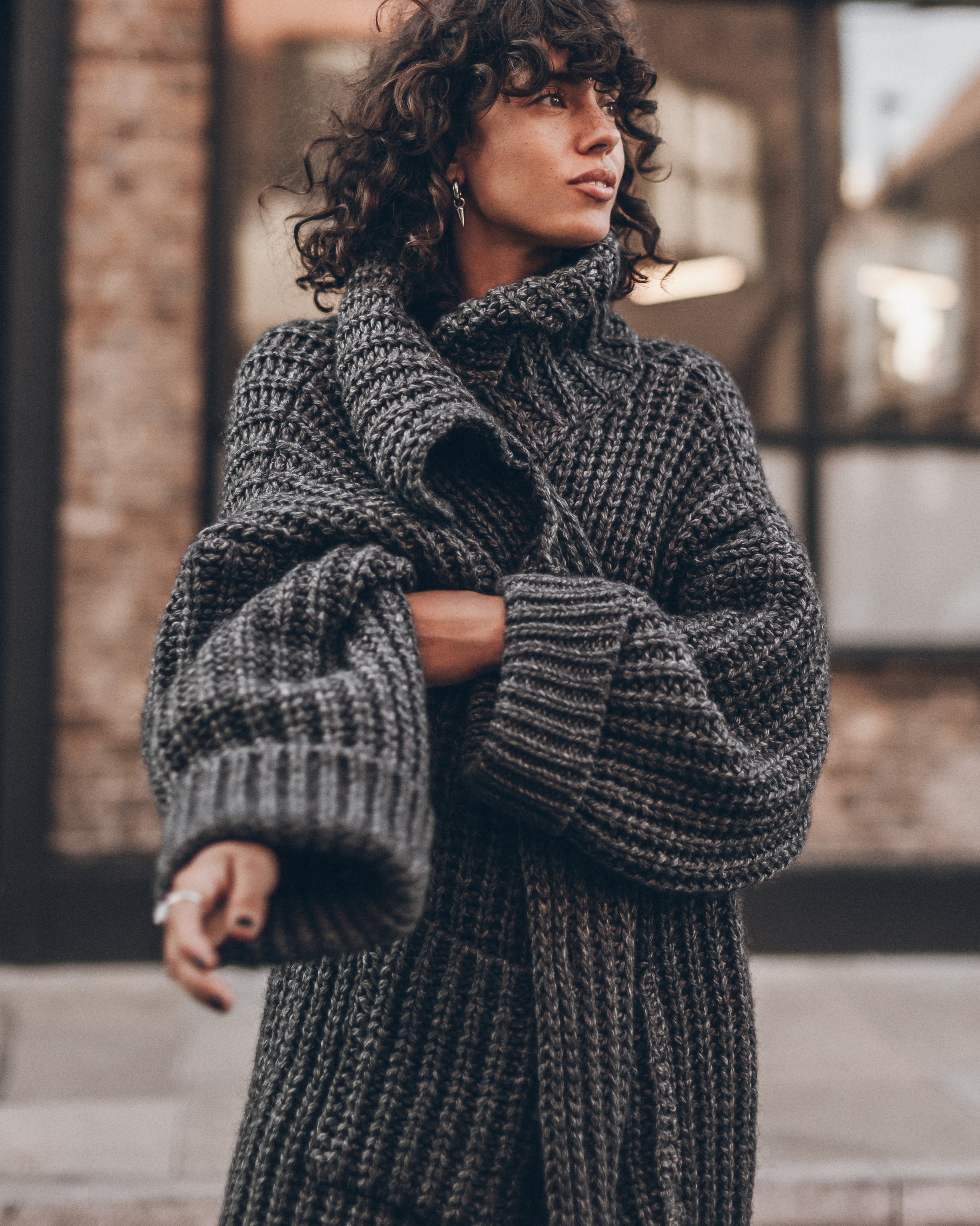 The Dark Grey Long Knitted Cardigan
