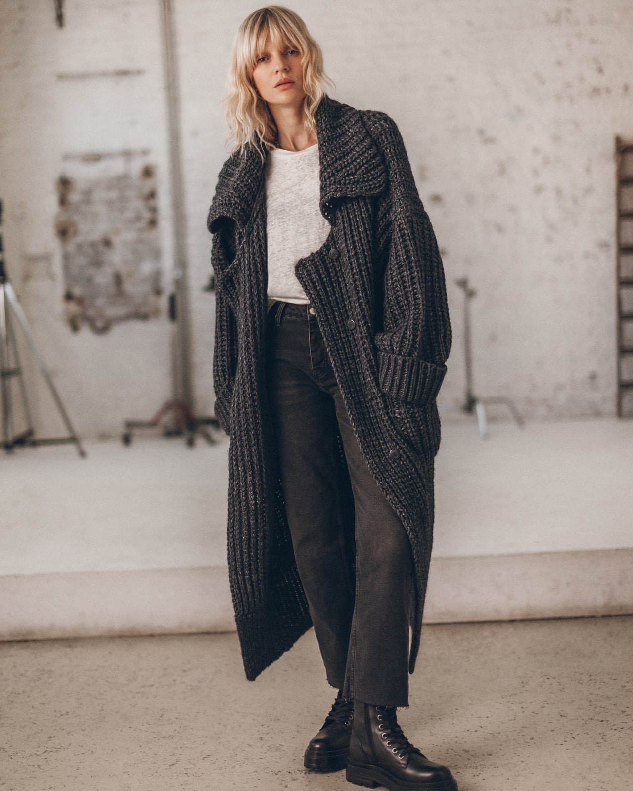 The Dark Grey Long Knitted Cardigan