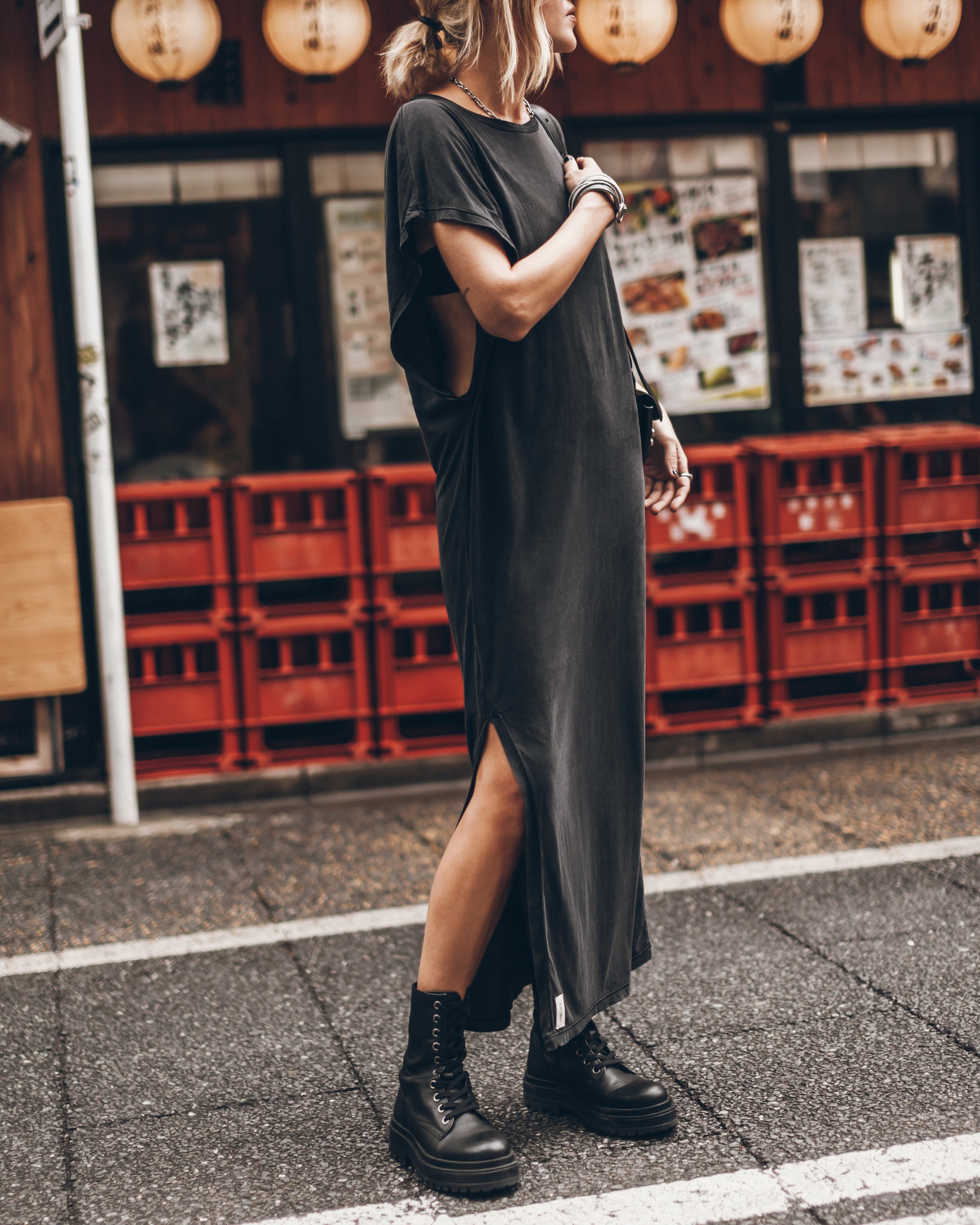 The Dark Long Batwing Dress