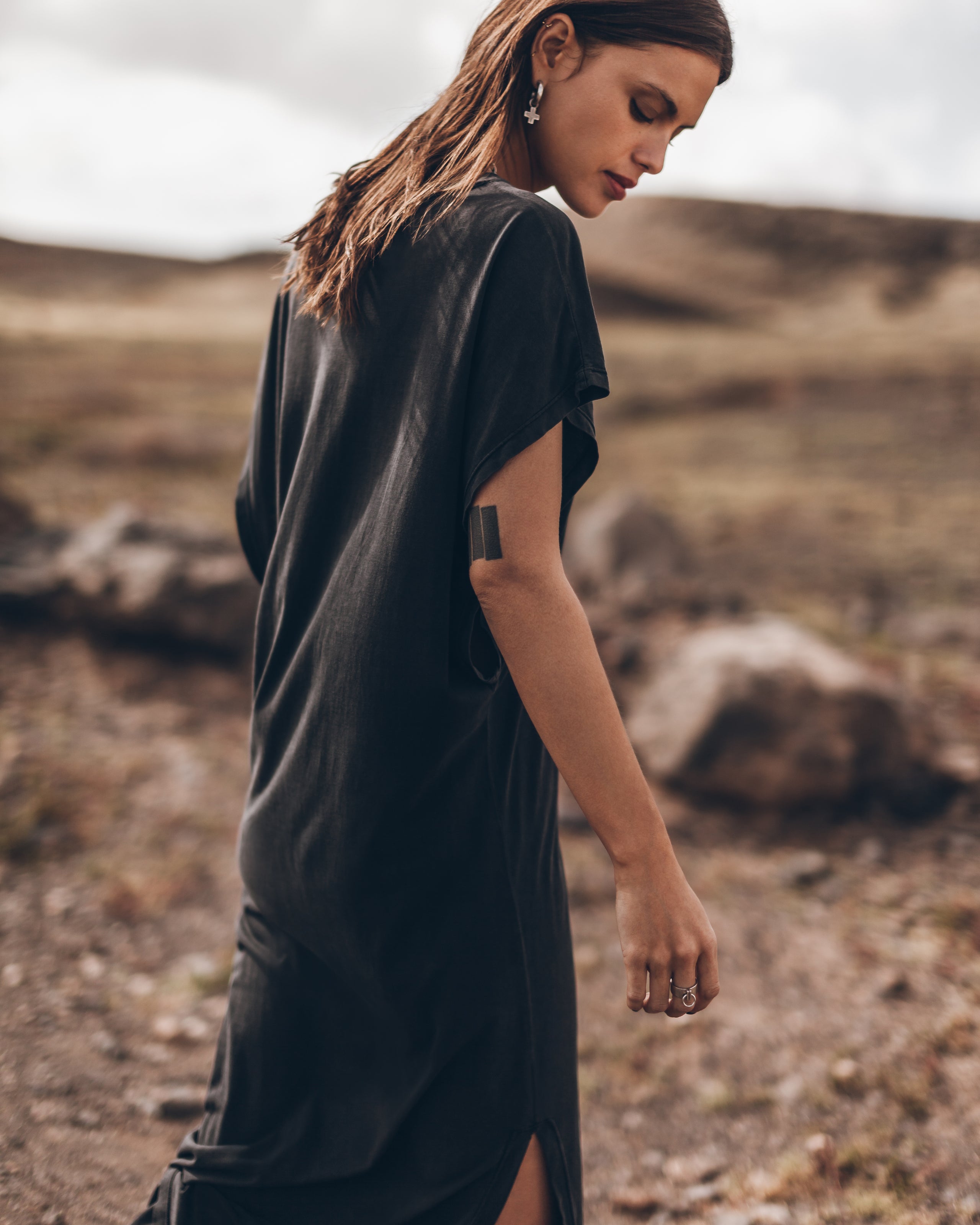 The Dark Long Batwing Dress