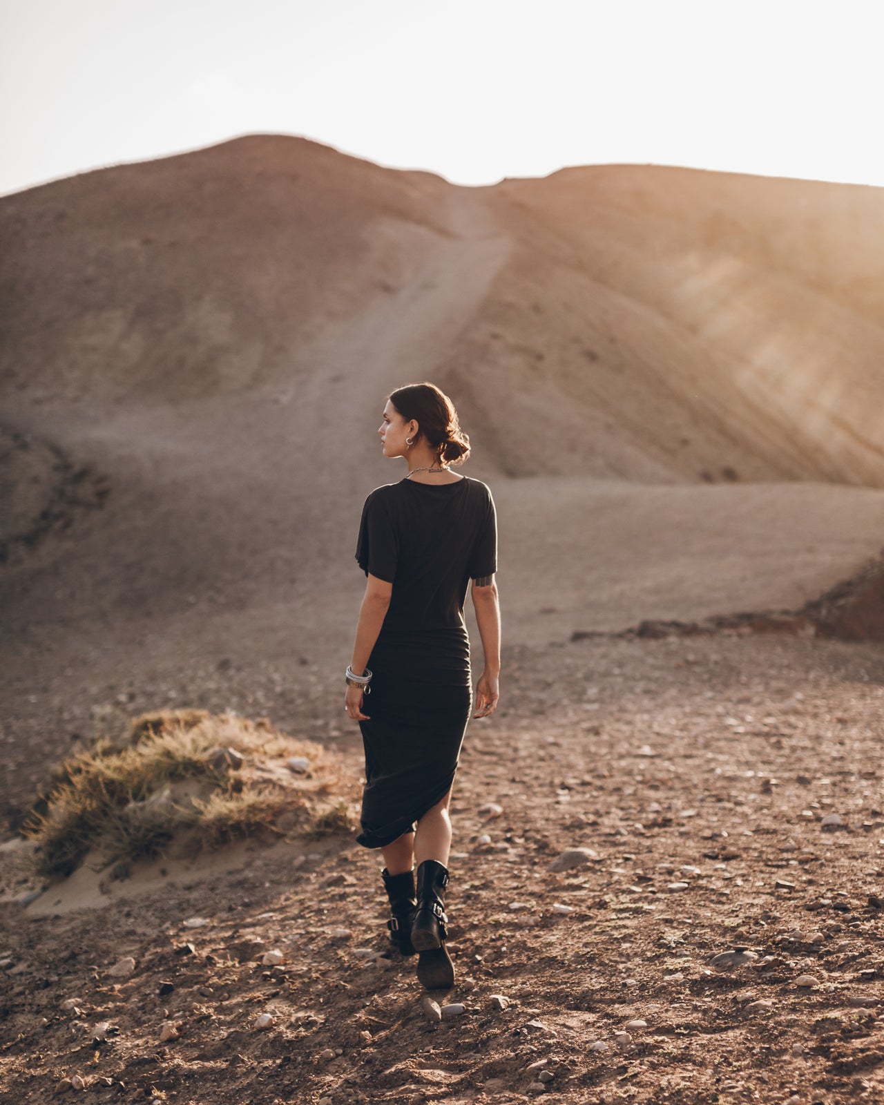 The Dark Long Draped T-Shirt Dress