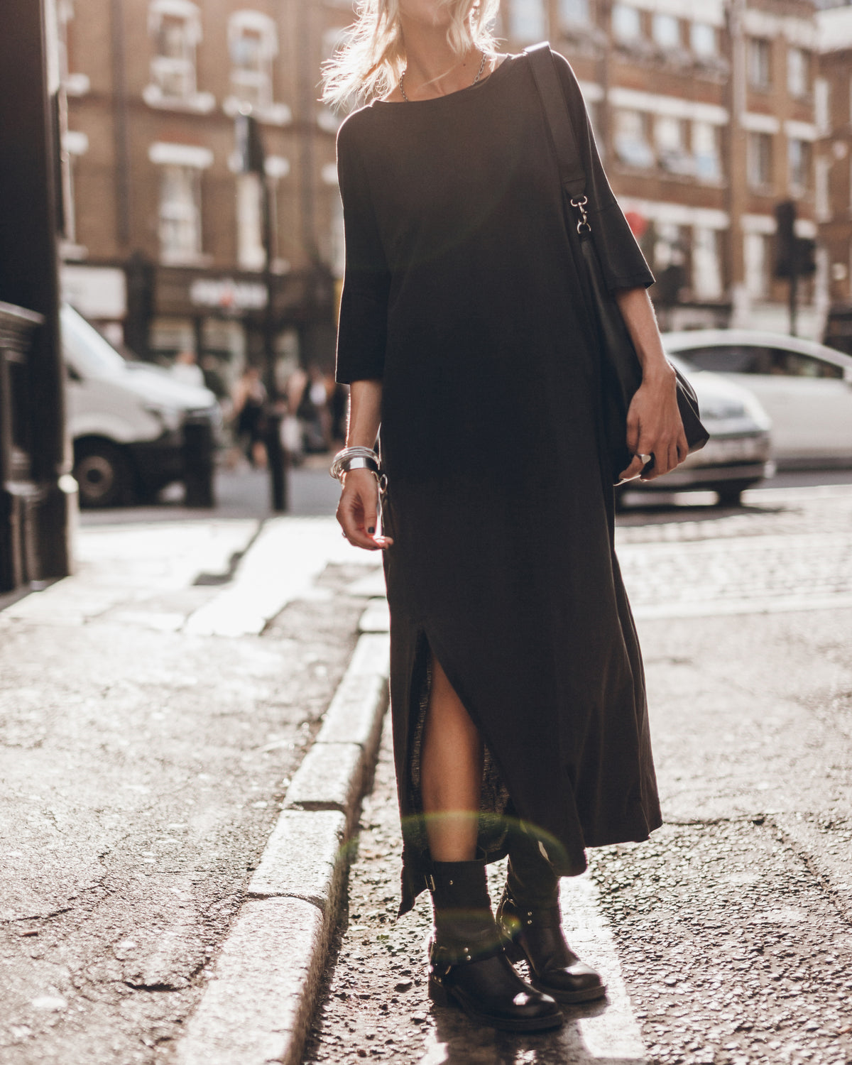 The Dark Long Loose T-Shirt Dress