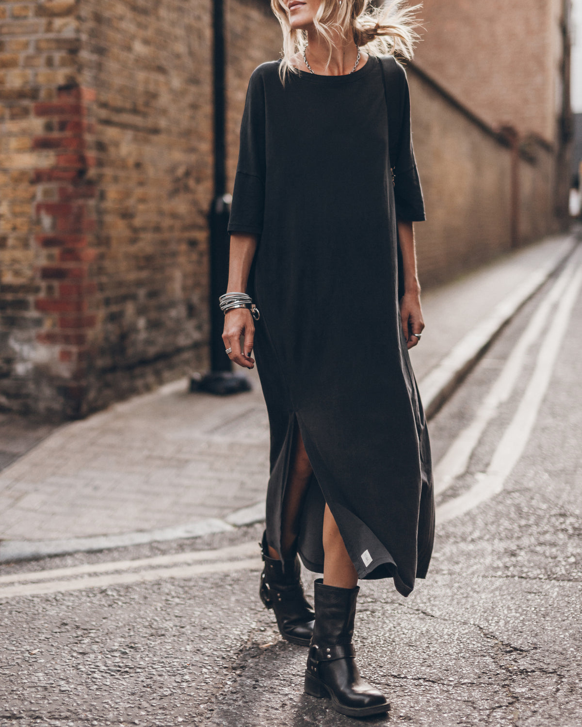 The Dark Long Loose T-Shirt Dress