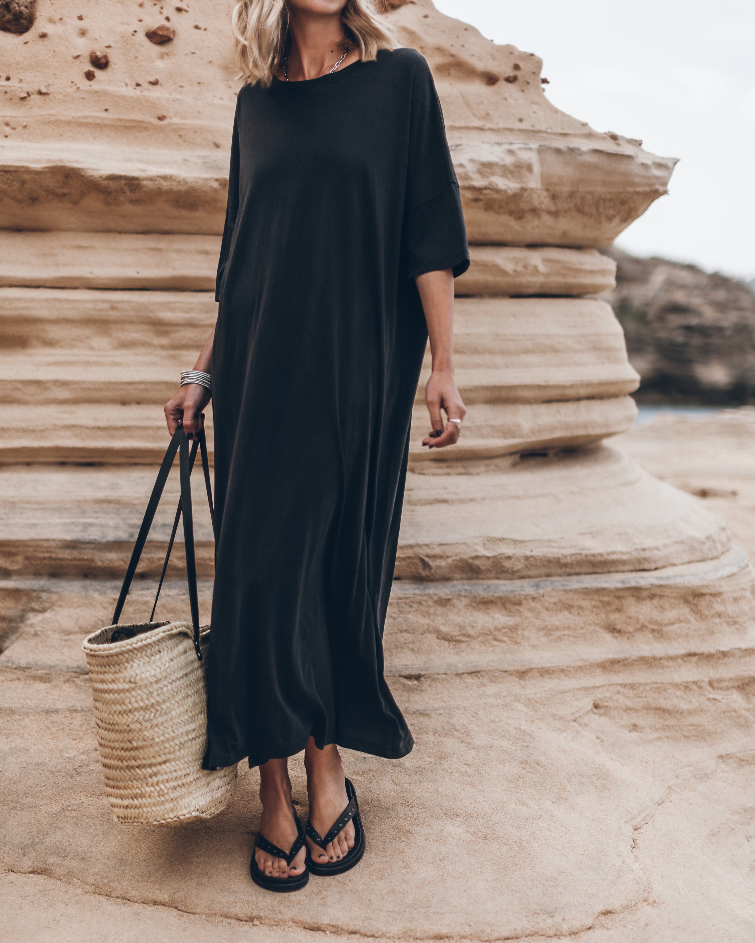 The Dark Long Loose T-Shirt Dress