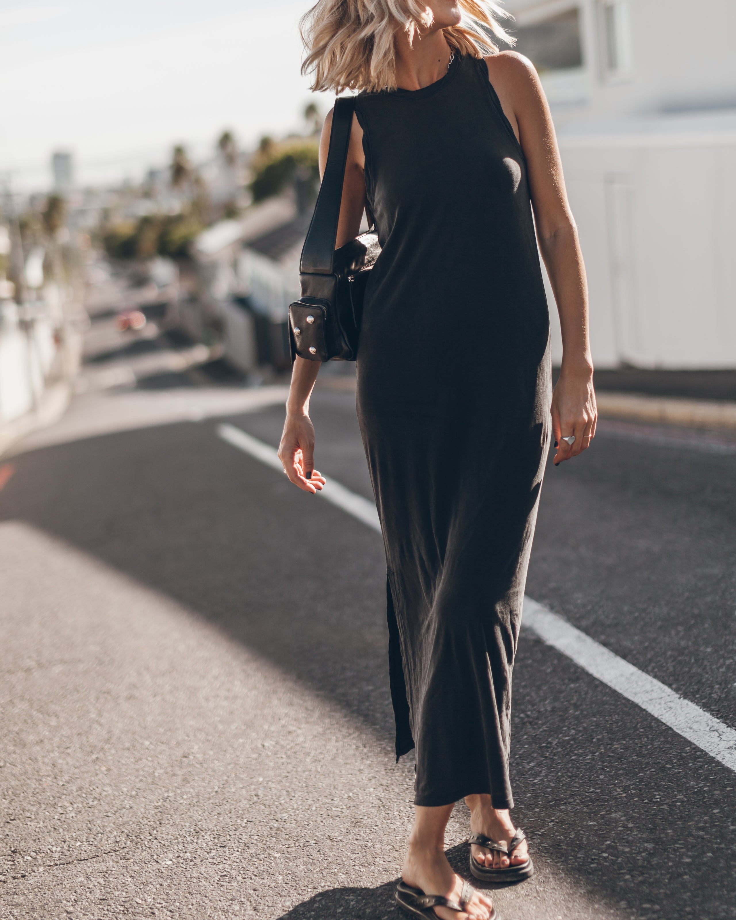The Dark Long Tank Dress The Leather Pocket Bag - Product photo