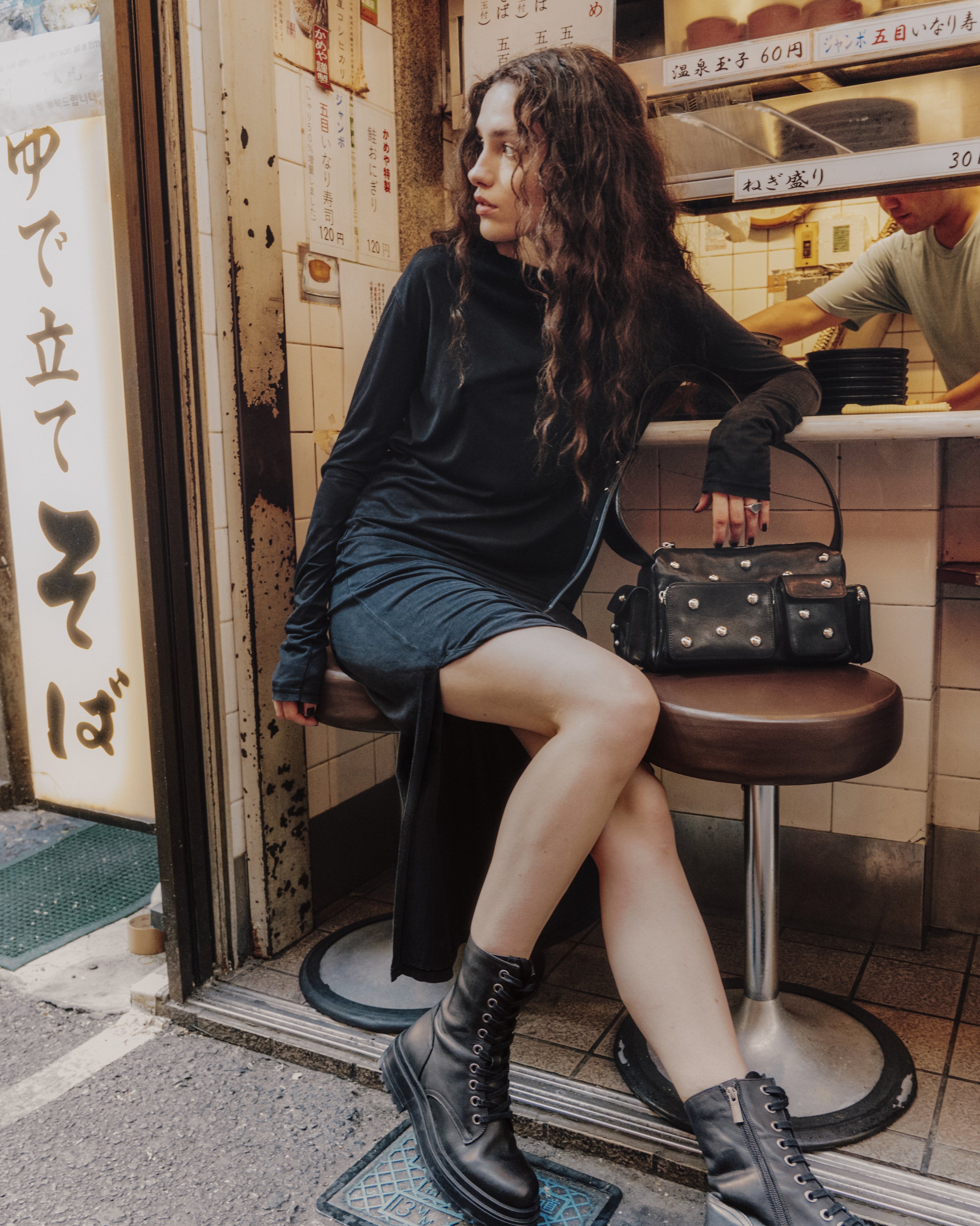 The Black Laced Leather Boots