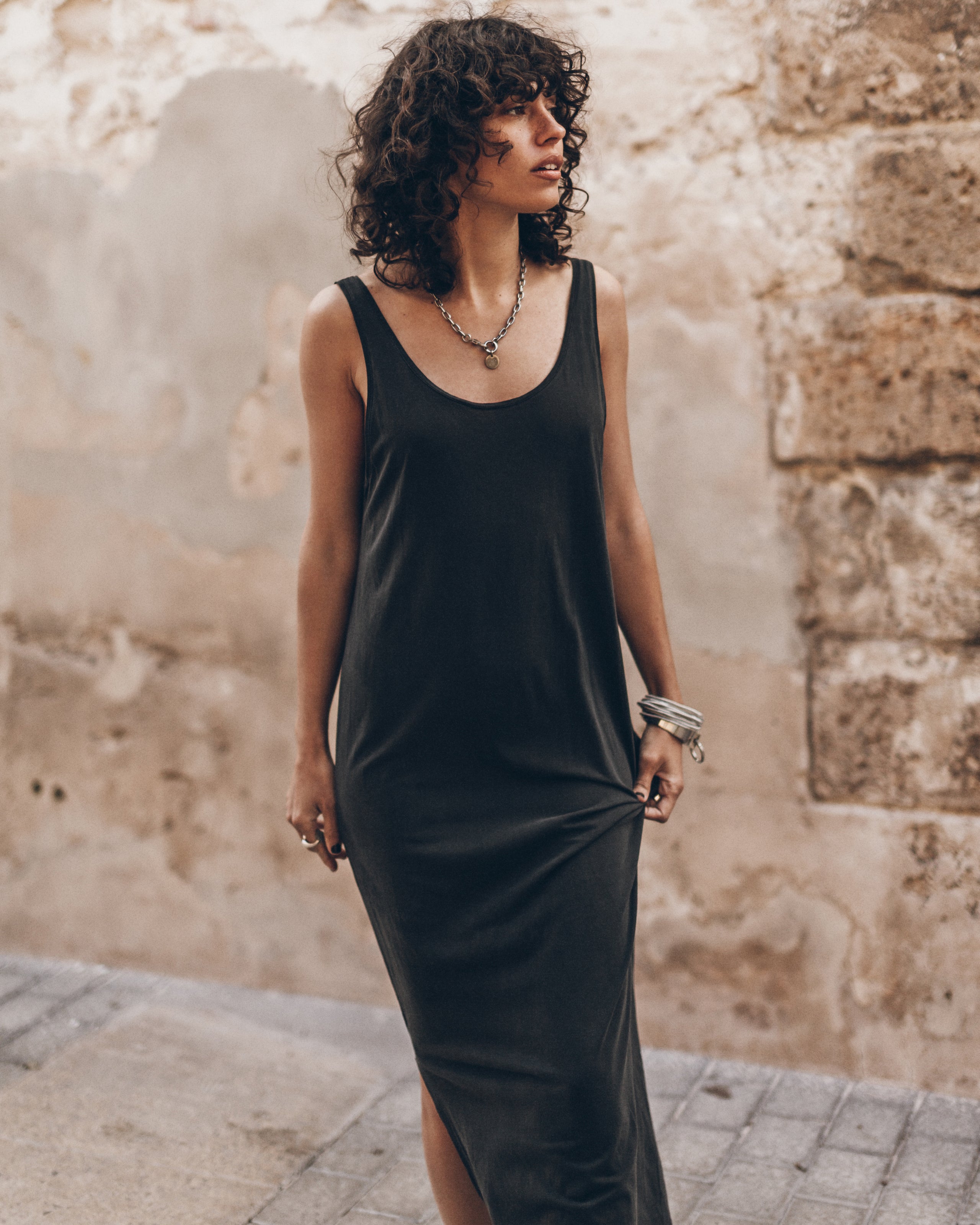 The Dark Low Back Base Tank Dress