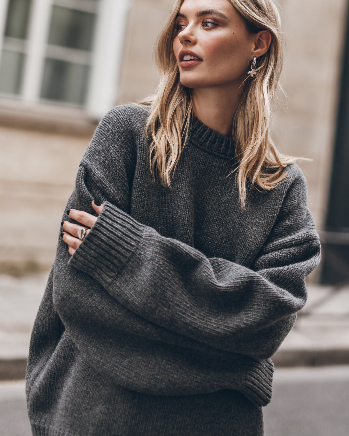 Dark Relaxed Knitted Sweater