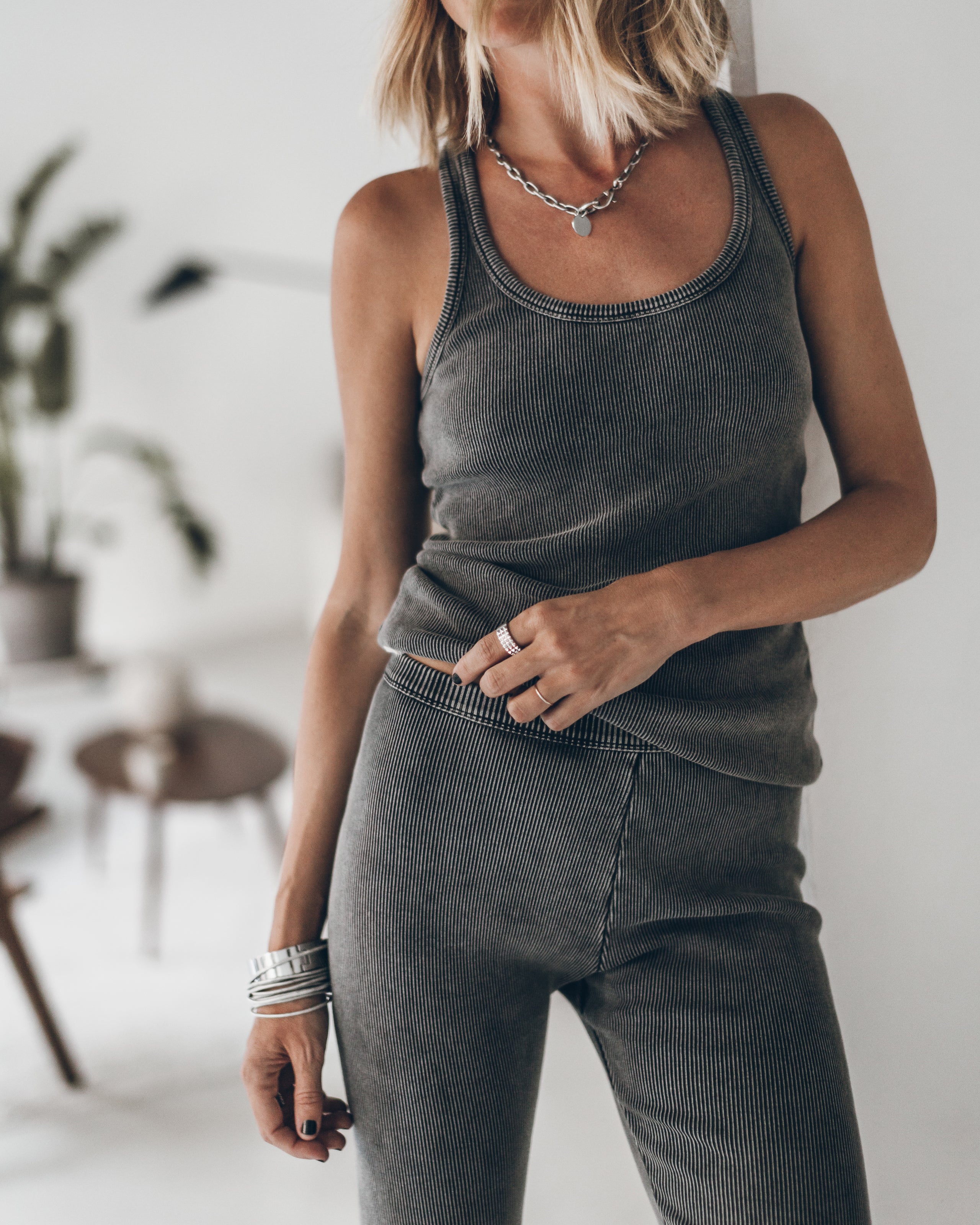 The Dark Ribbed Tank Top