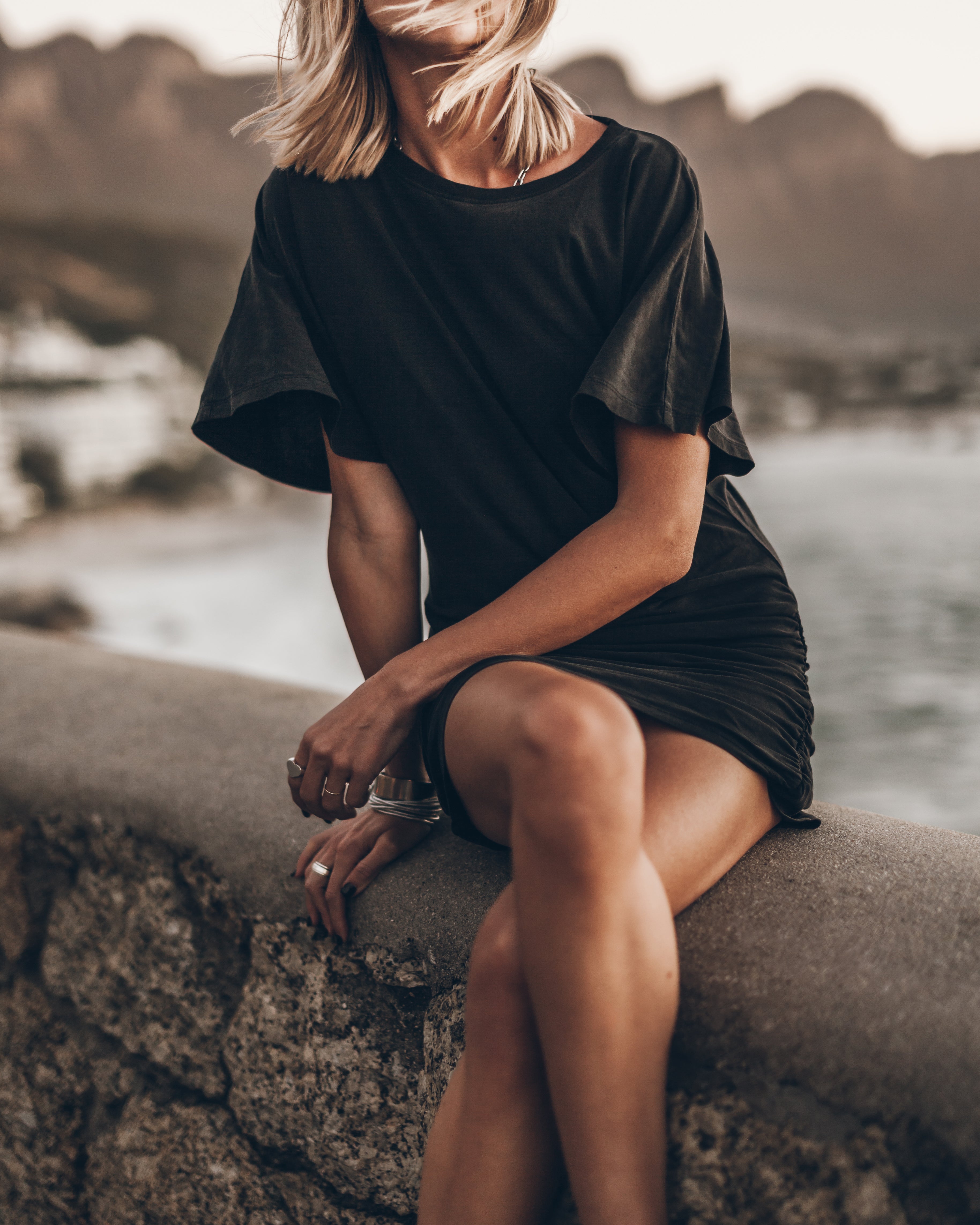 MIKUTA | The Dark Short Draped T-Shirt Dress MIKUTA | The Dark Short Draped T-Shirt Dress
