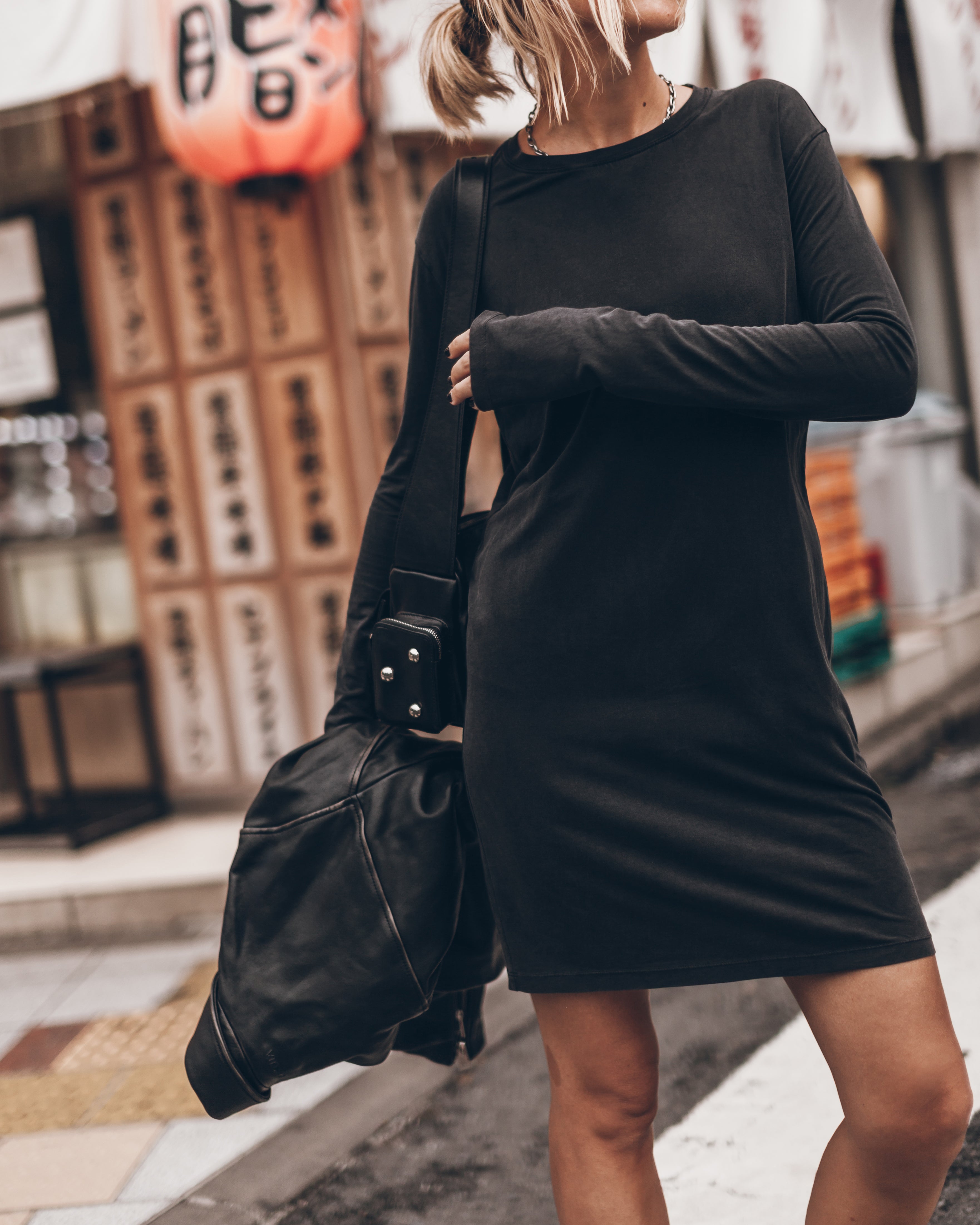 long sleeve short sleeve dress The Dark Short Longsleeve Dress