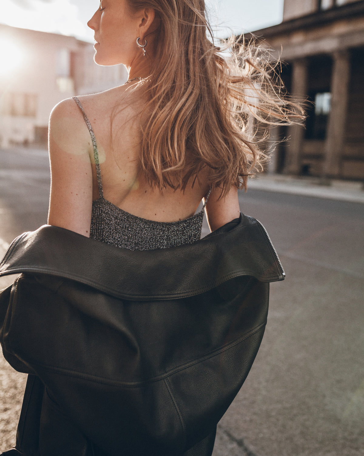 The Dark Silver Metallic Knit Dress