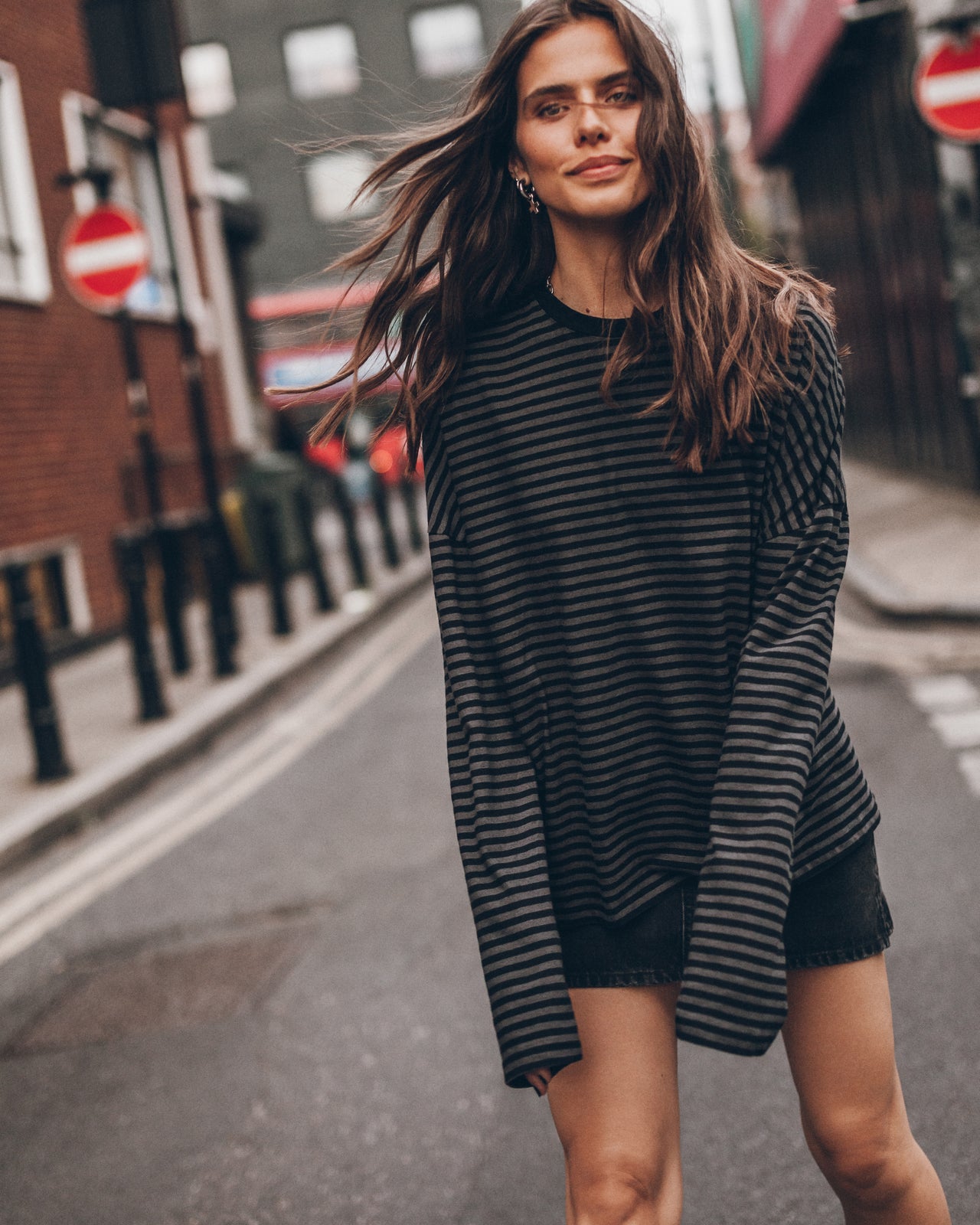 The Dark Striped Cotton Linen Loose Longsleeve