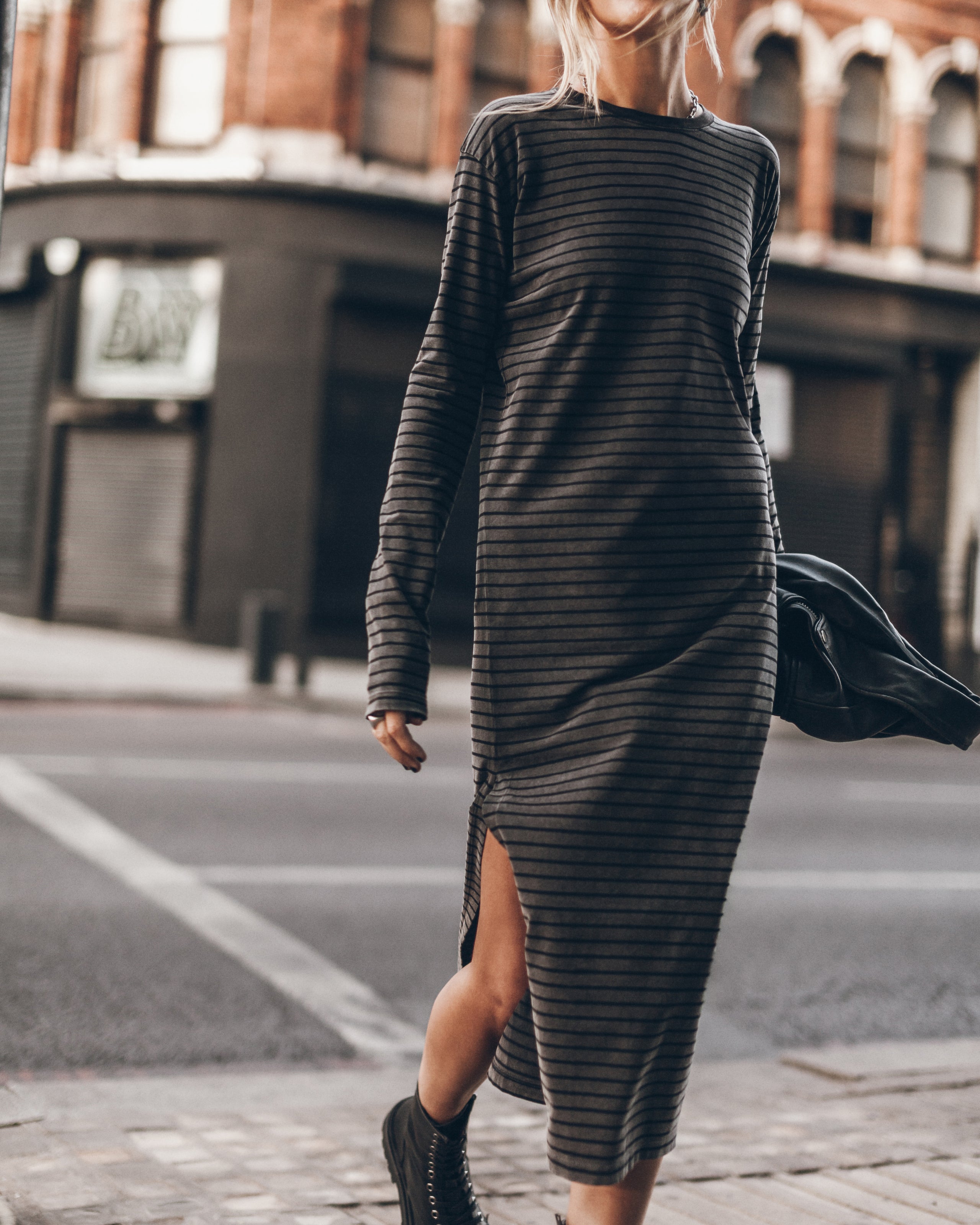 The Dark Striped Longsleeve Dress