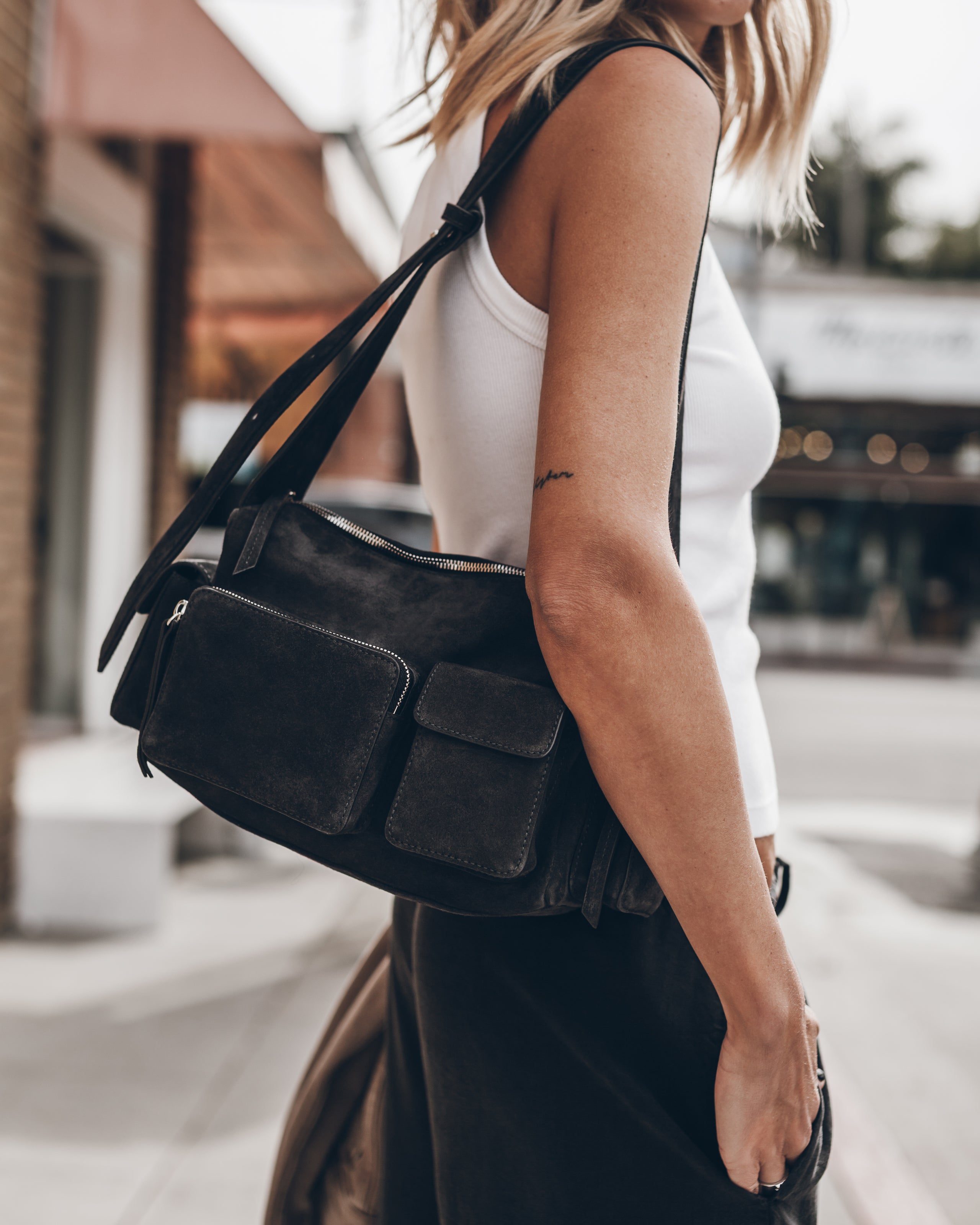 The Dark Suede Minou Bag