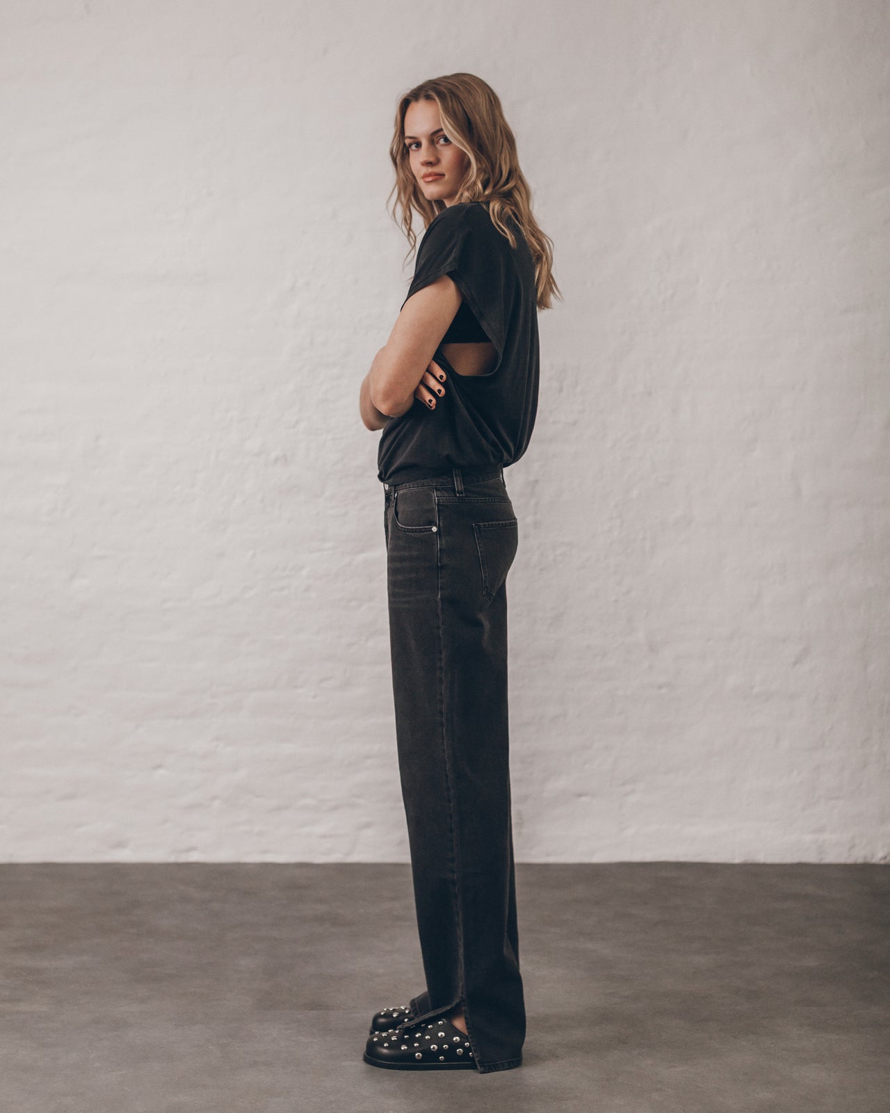 The Black Straight Slit Jeans