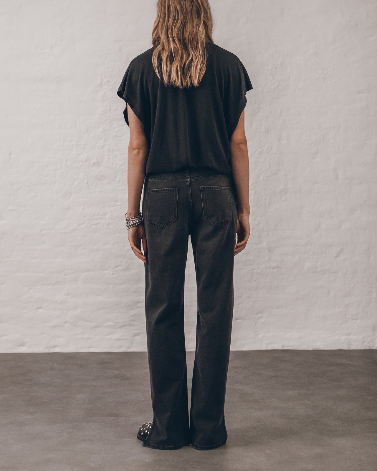 The Black Straight Slit Jeans