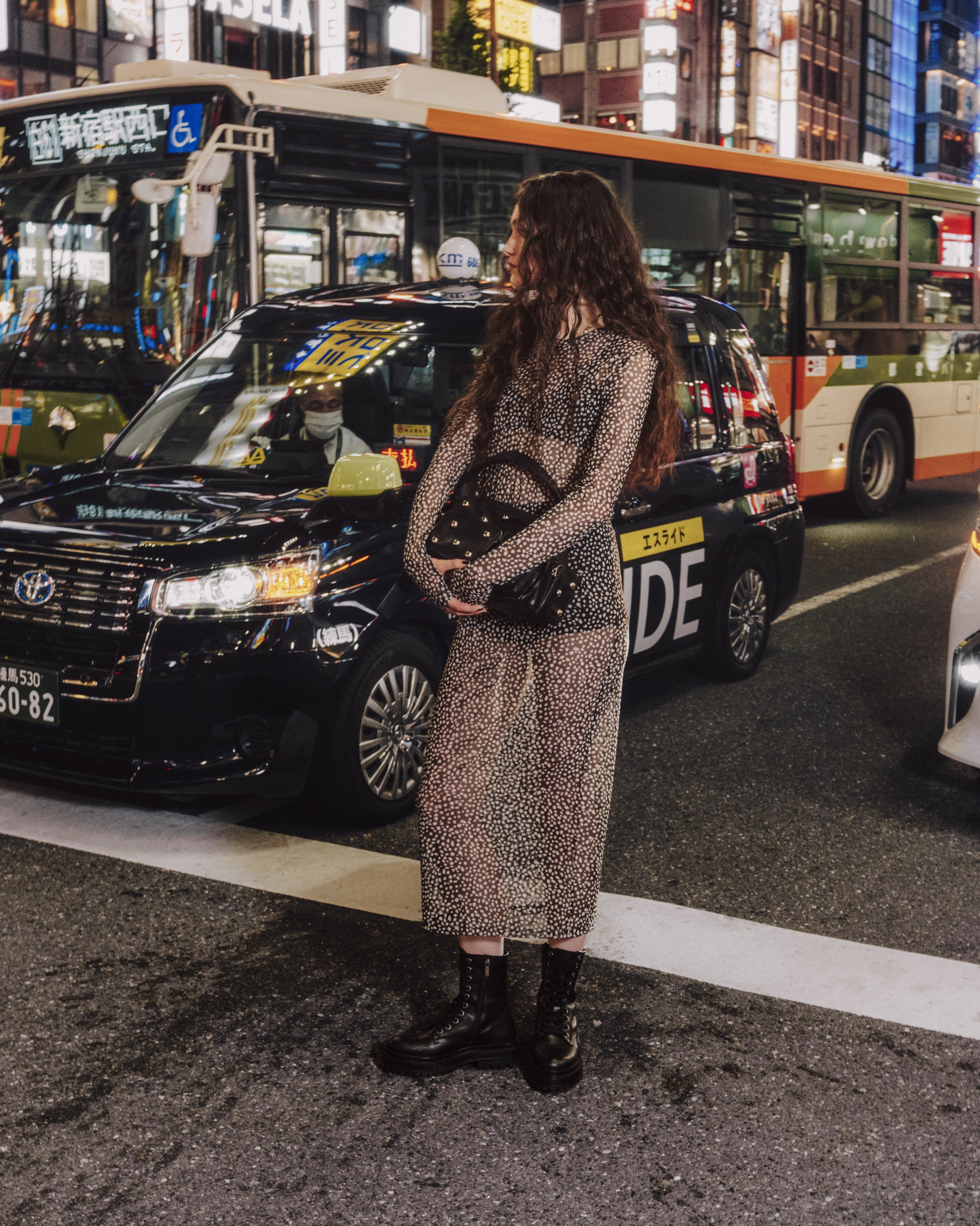 The Dotted Mesh Longsleeve Dress