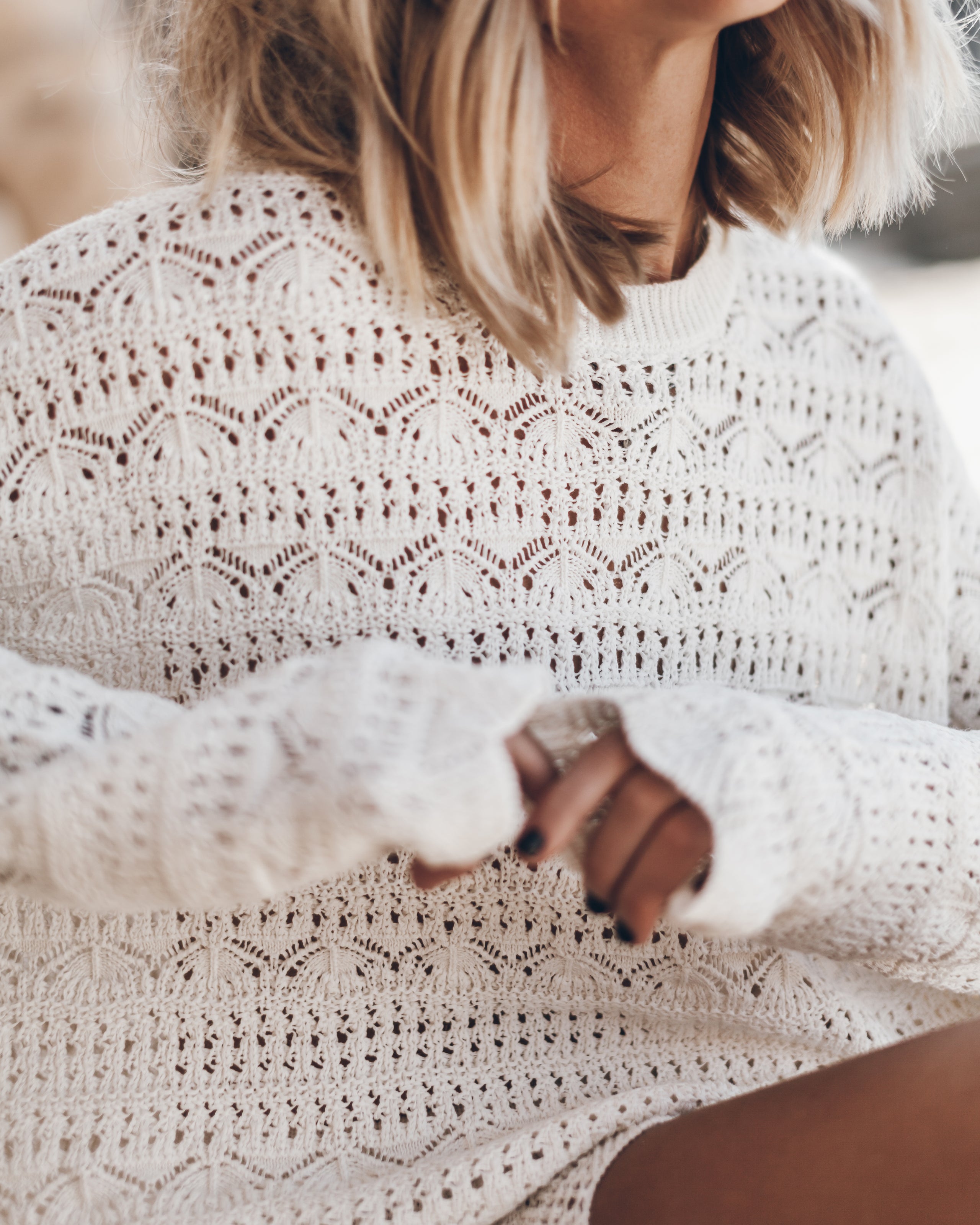 The Ecru Crochet Sweater