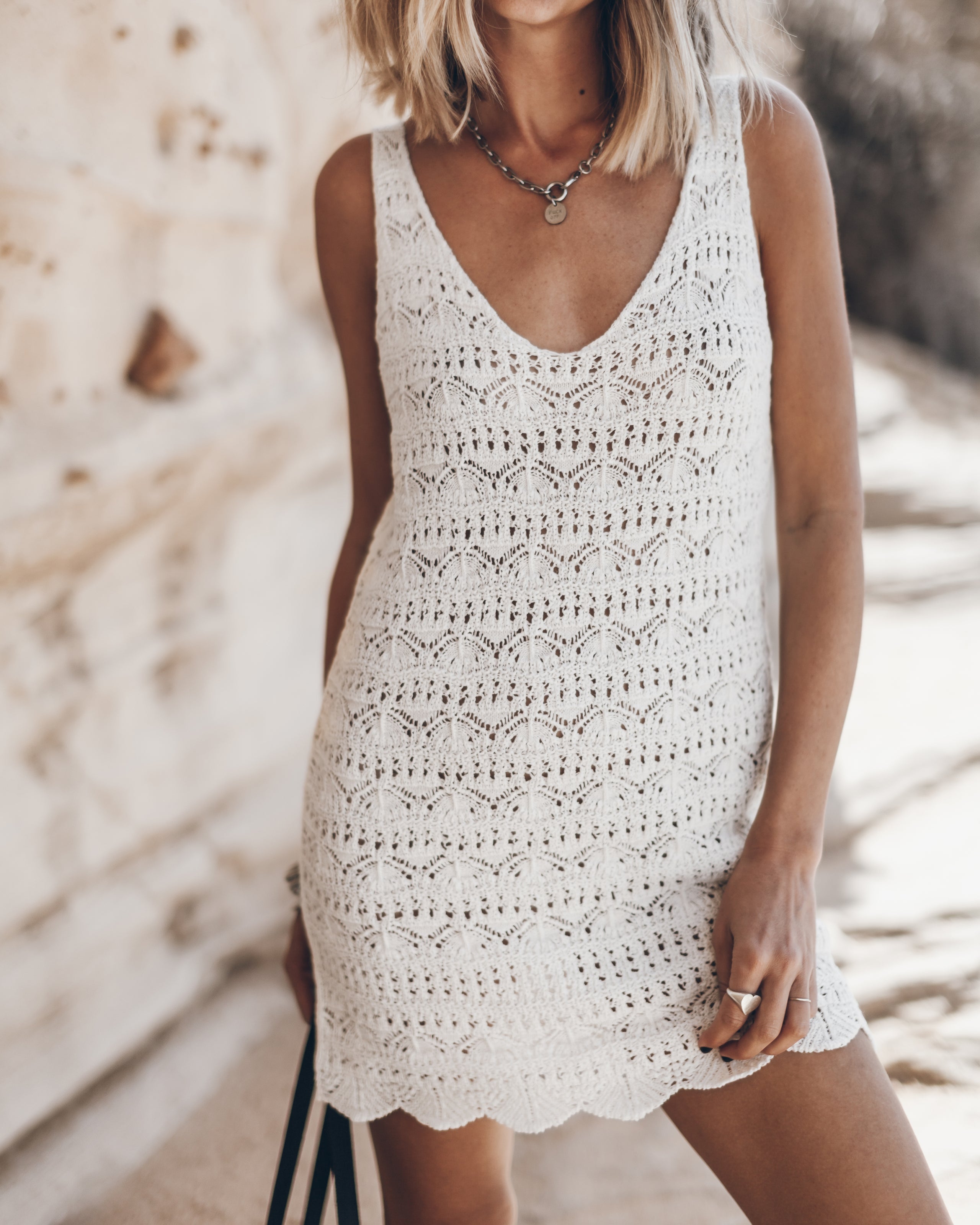 The Ecru Crochet Tank Dress