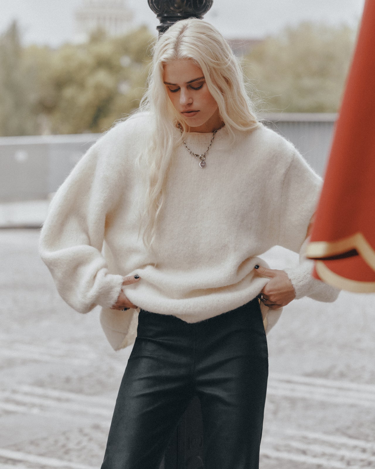 The Ecru Fluffy Alpaca Knit Sweater