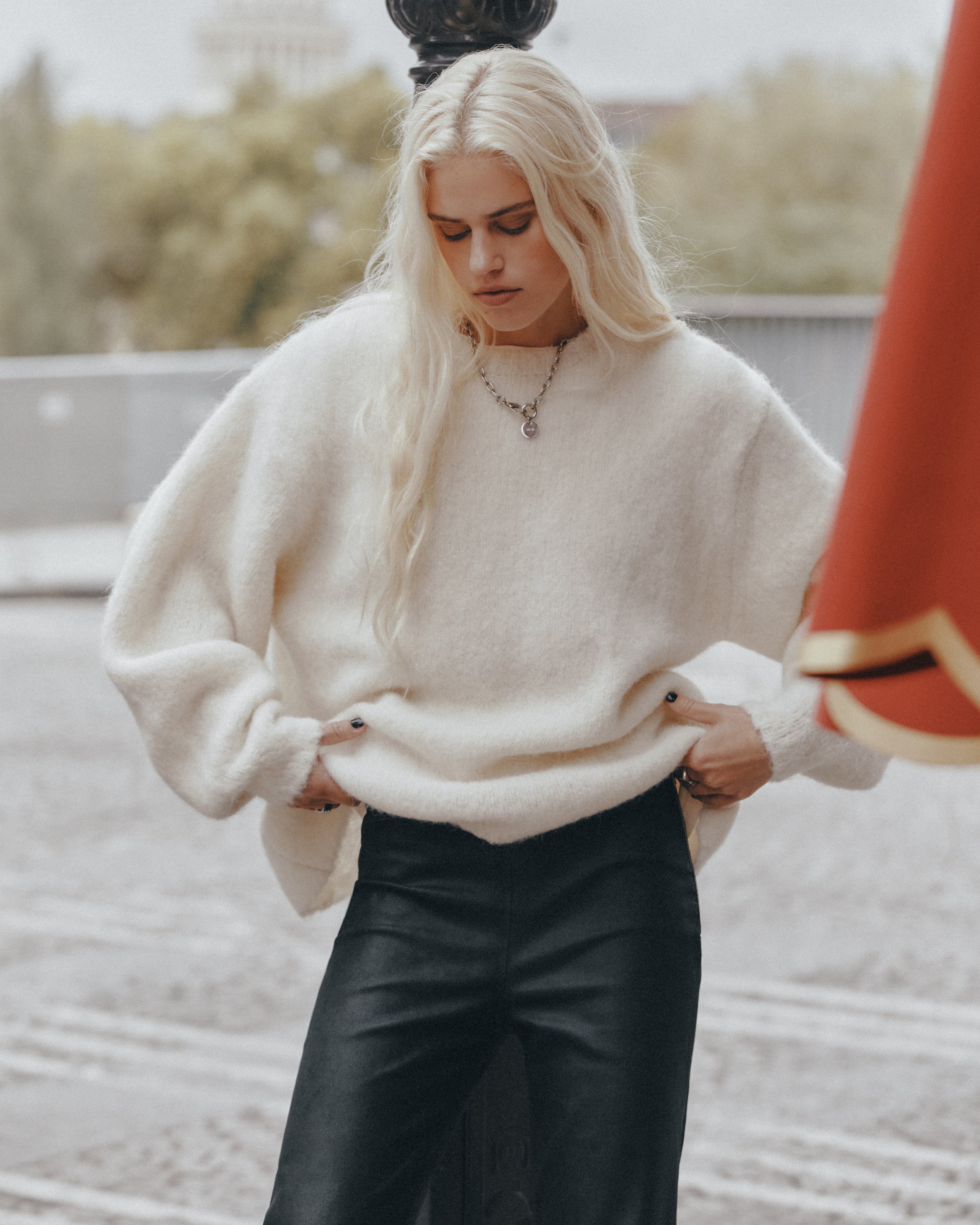 The Ecru Fluffy Alpaca Knit Sweater