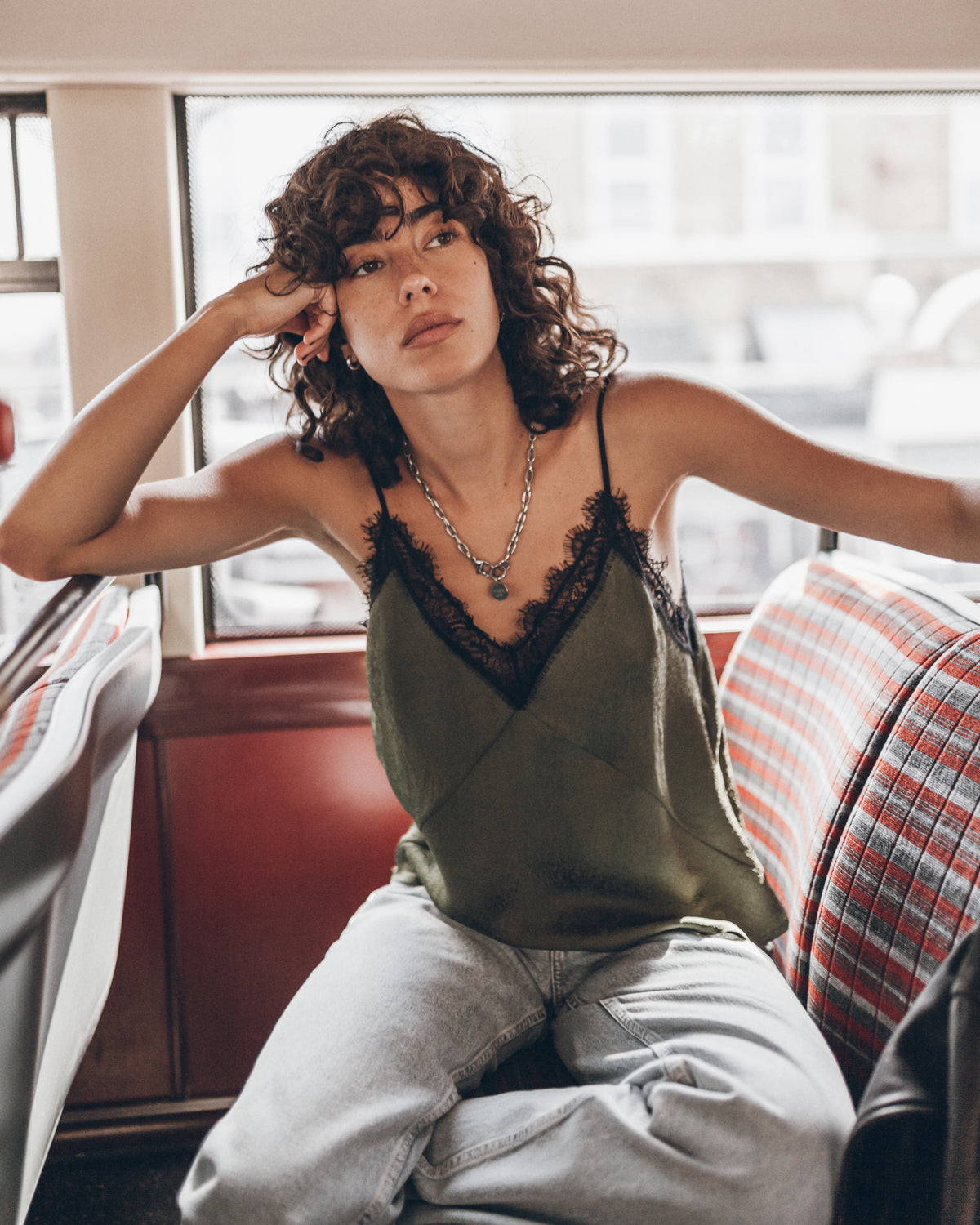 The Green Laced Jacquard Top