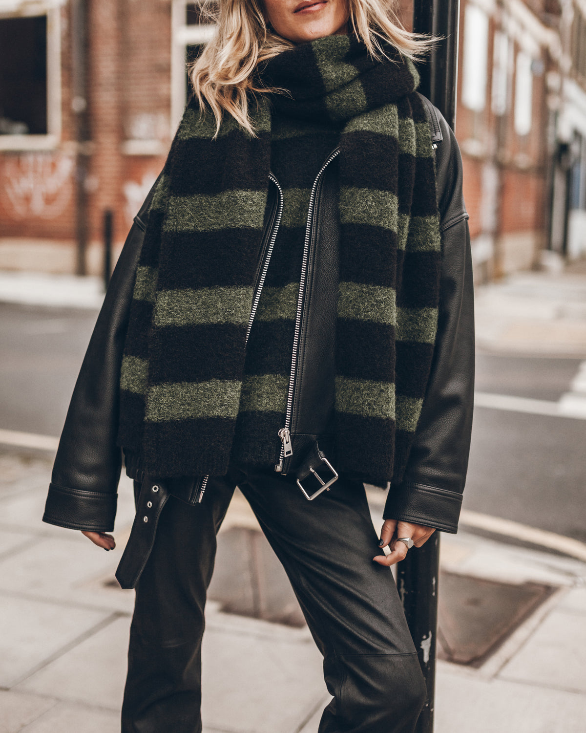 The Green Striped Knitted Scarf