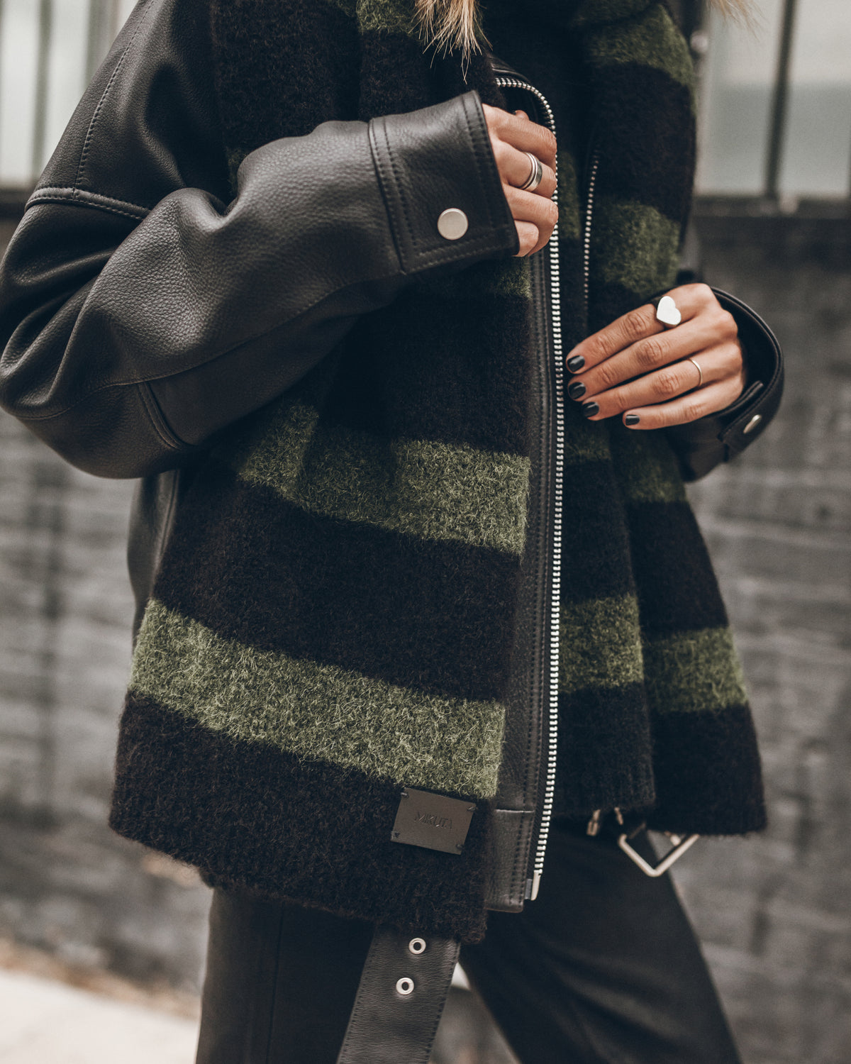 The Green Striped Knitted Scarf