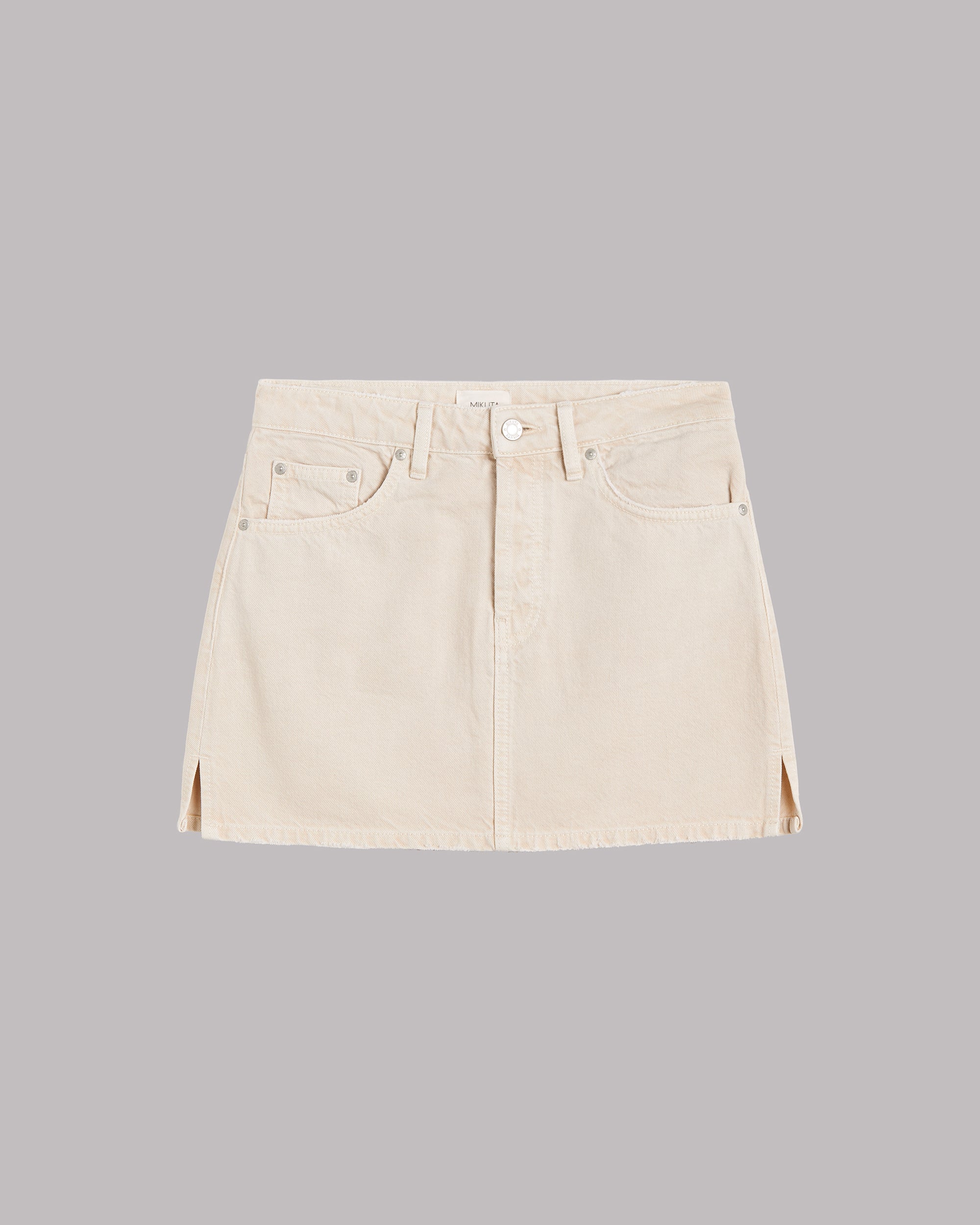 The Greige Denim Mini Skirt Product Shot - Product photo