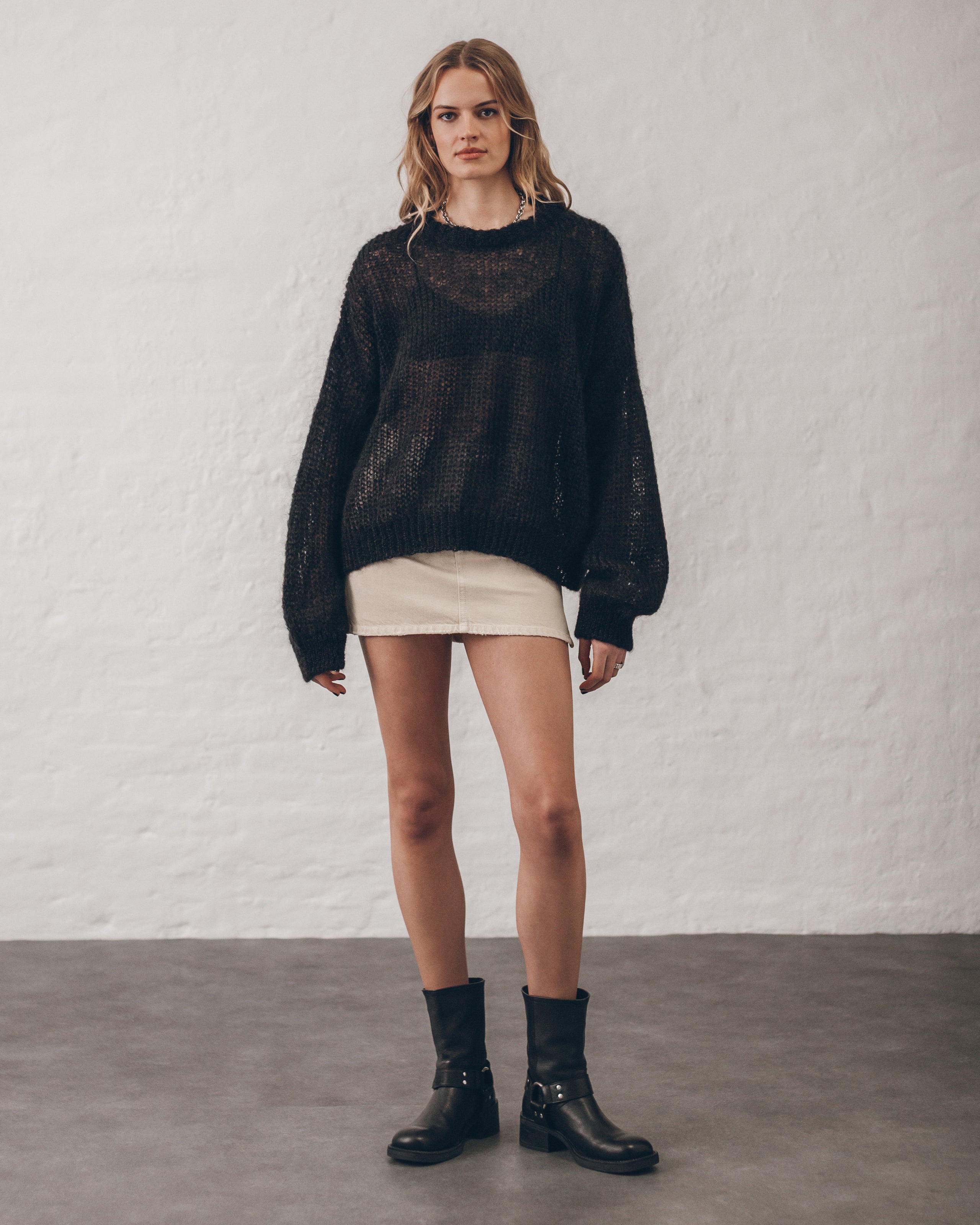 The Black Relaxed Fine Knitted Sweater