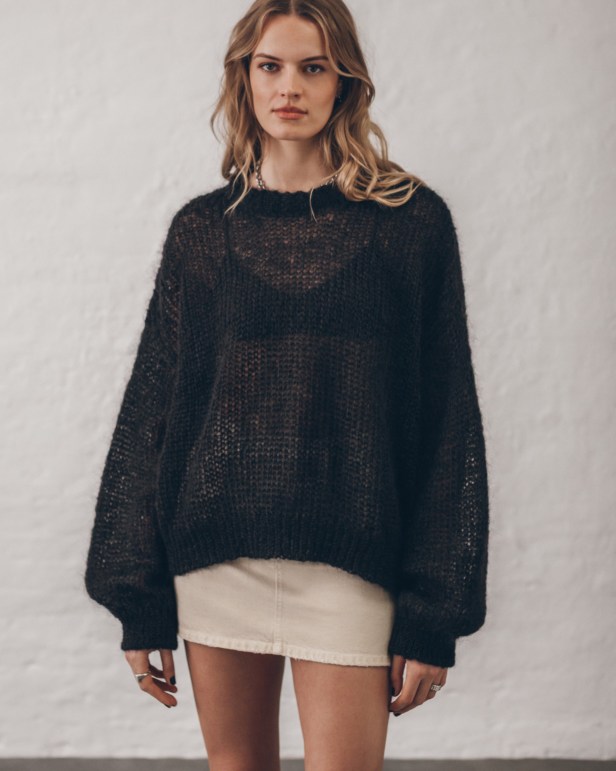 The Black Relaxed Fine Knitted Sweater