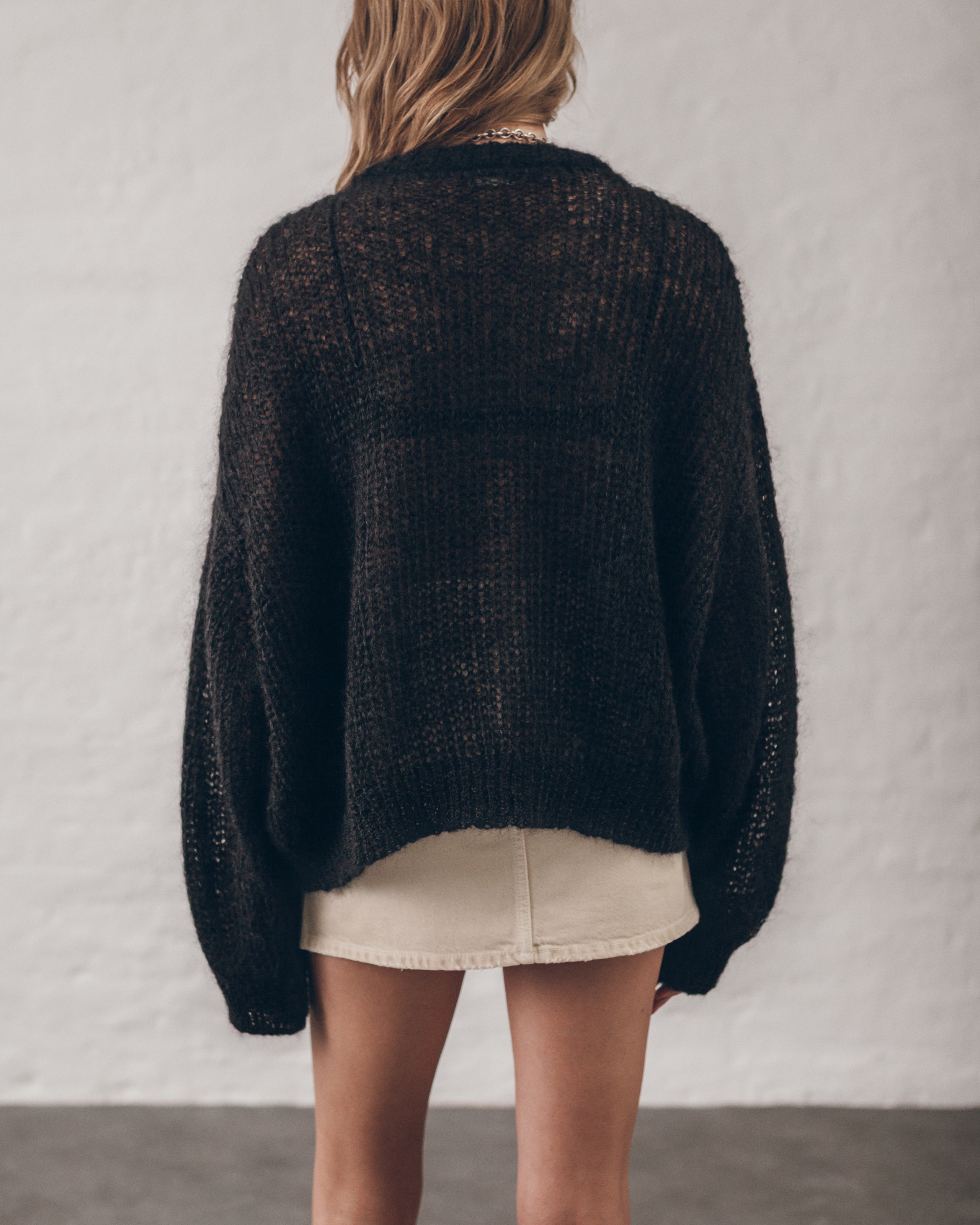 The Black Relaxed Fine Knitted Sweater