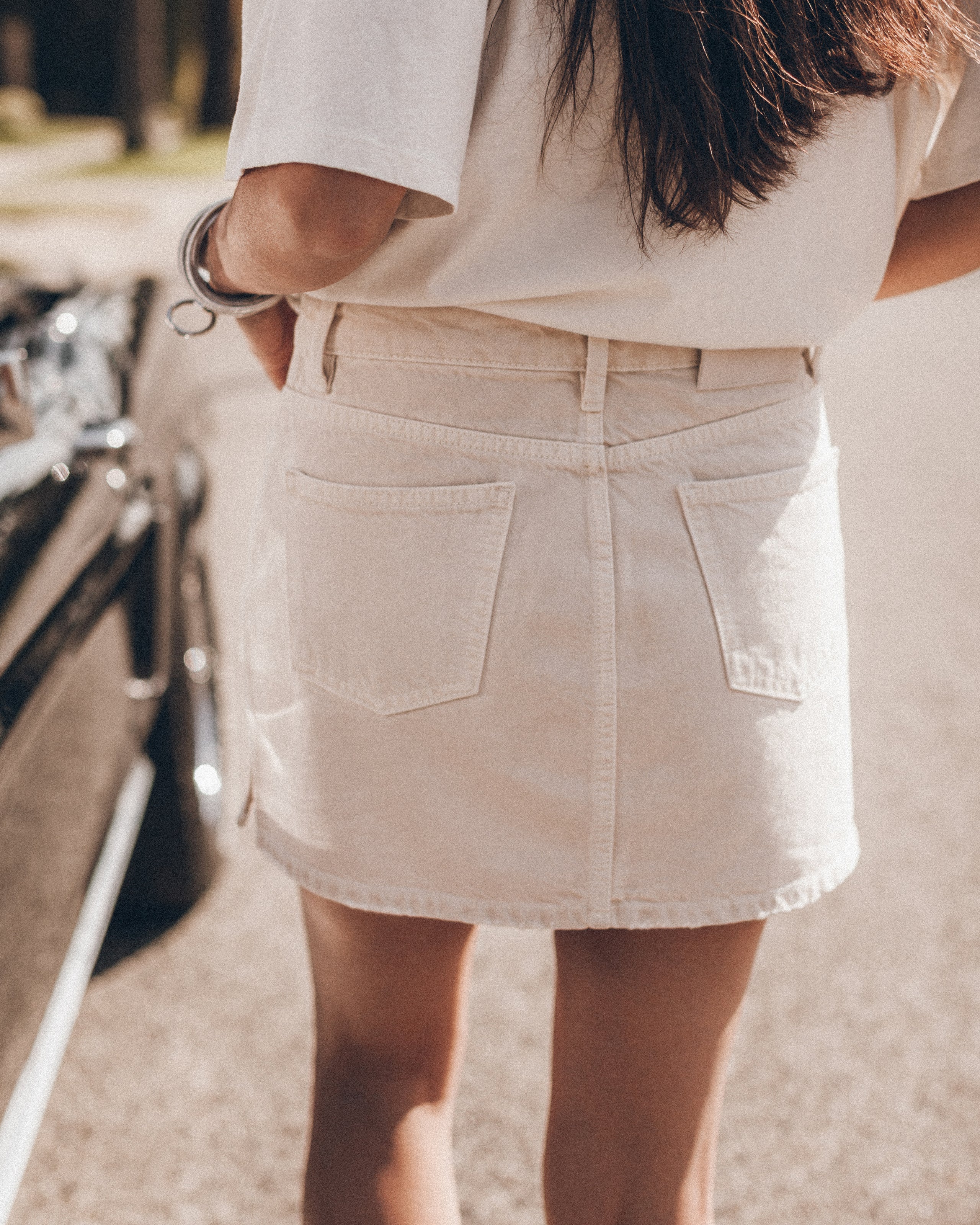 The Greige Denim Mini Skirt