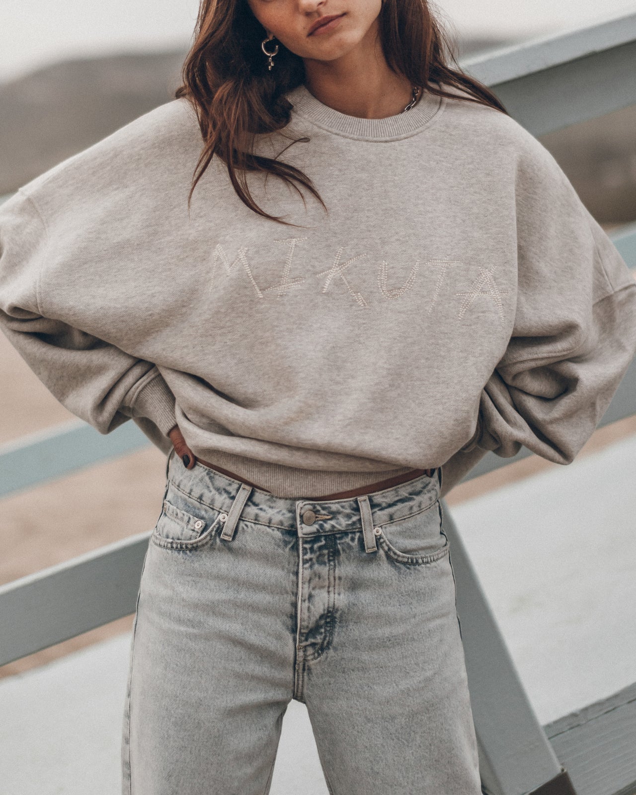 The Grey Embroidered Standard Sweater