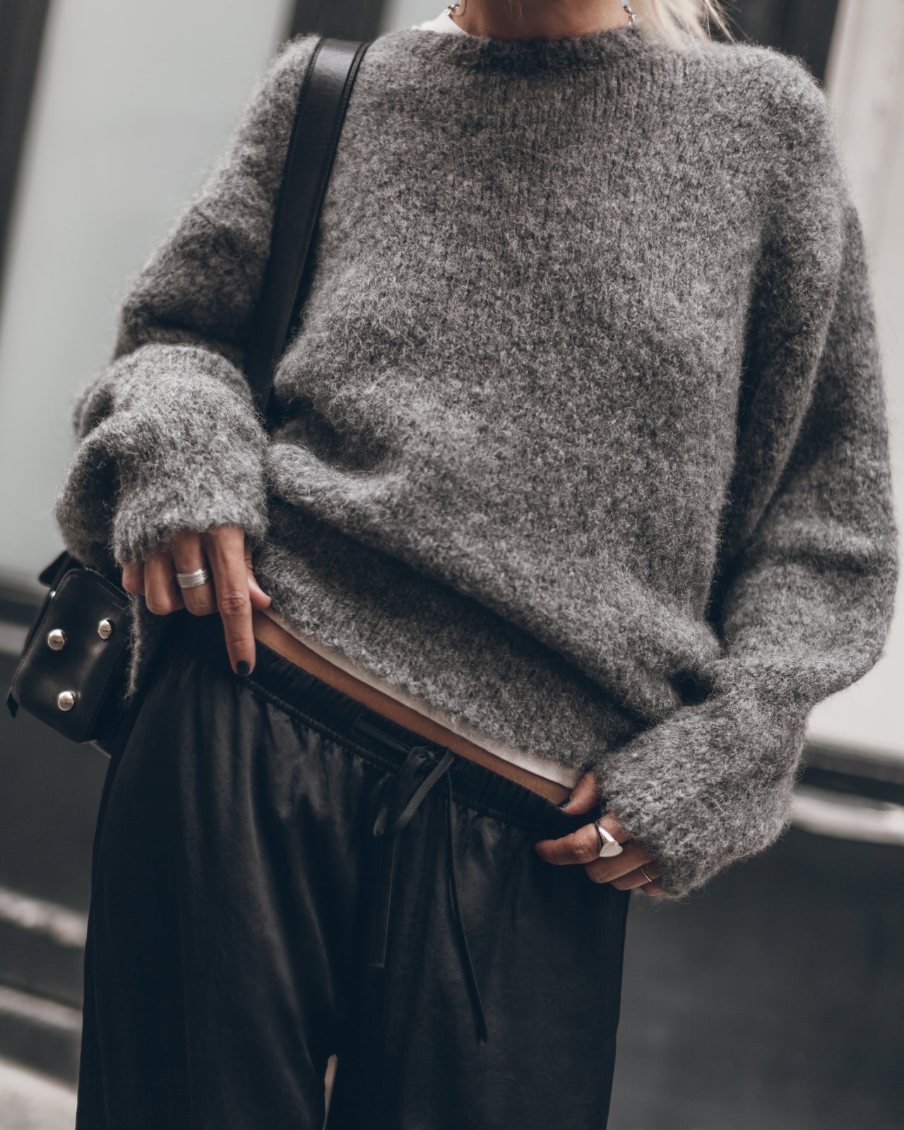 The Grey Fluffy Alpaca Knit Sweater