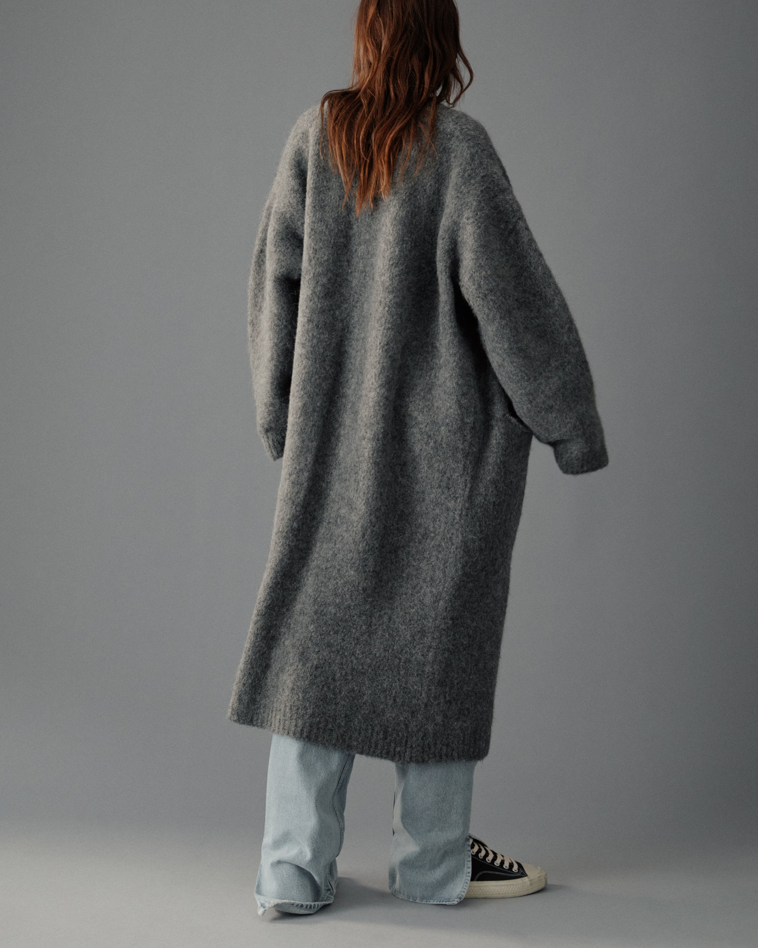 The Grey Fluffy Alpaca Long Cardigan