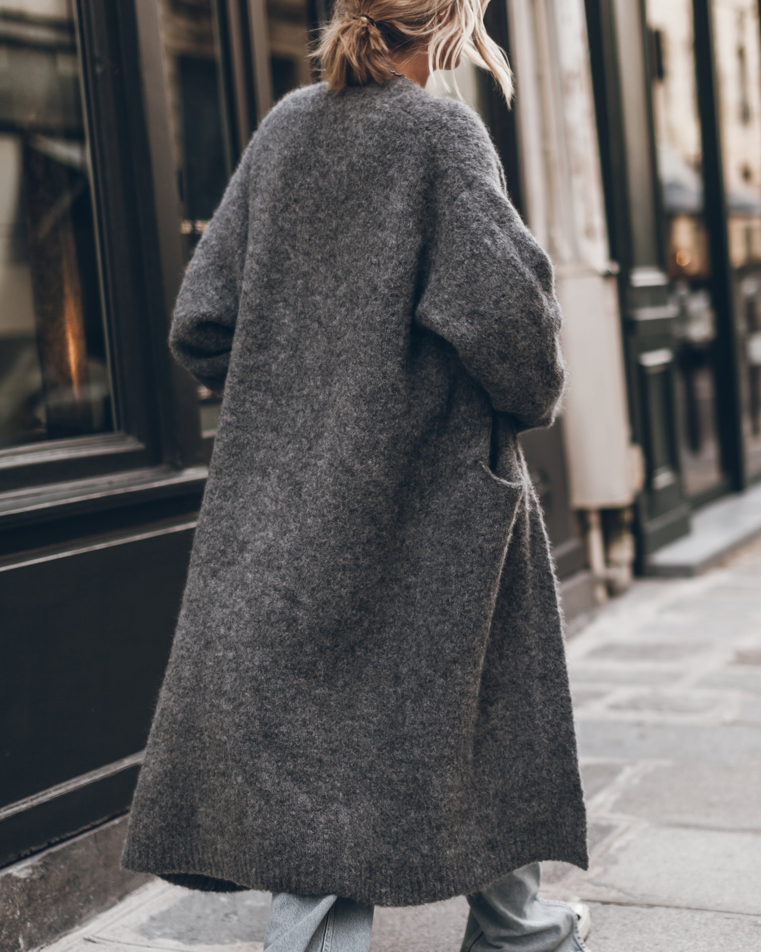 The Grey Fluffy Alpaca Long Cardigan