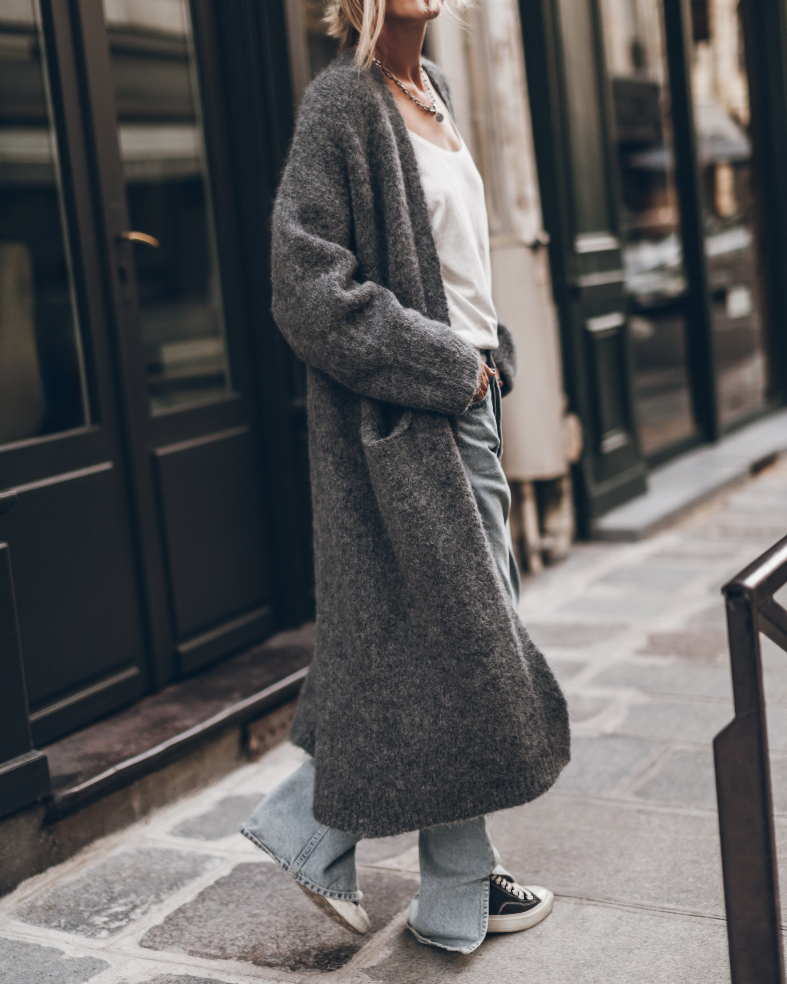 The Grey Fluffy Alpaca Long Cardigan