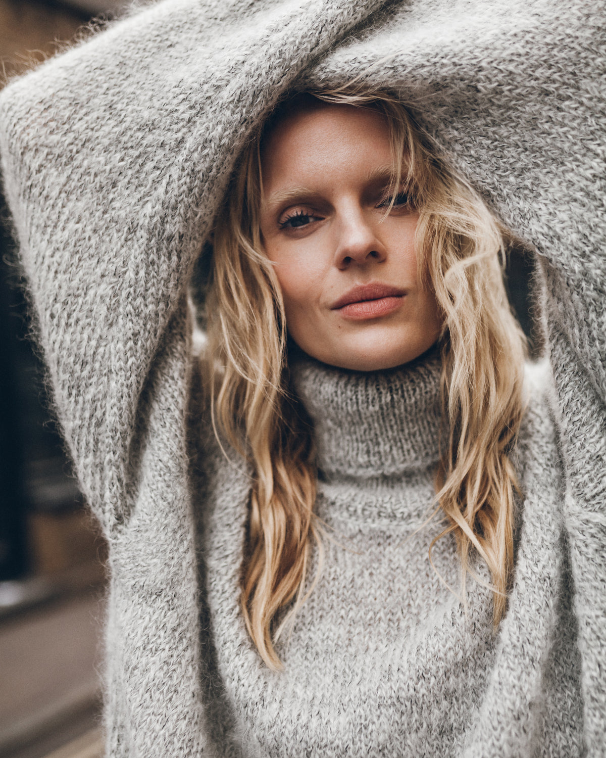 The Grey Melange Mohair Knitted Sweater
