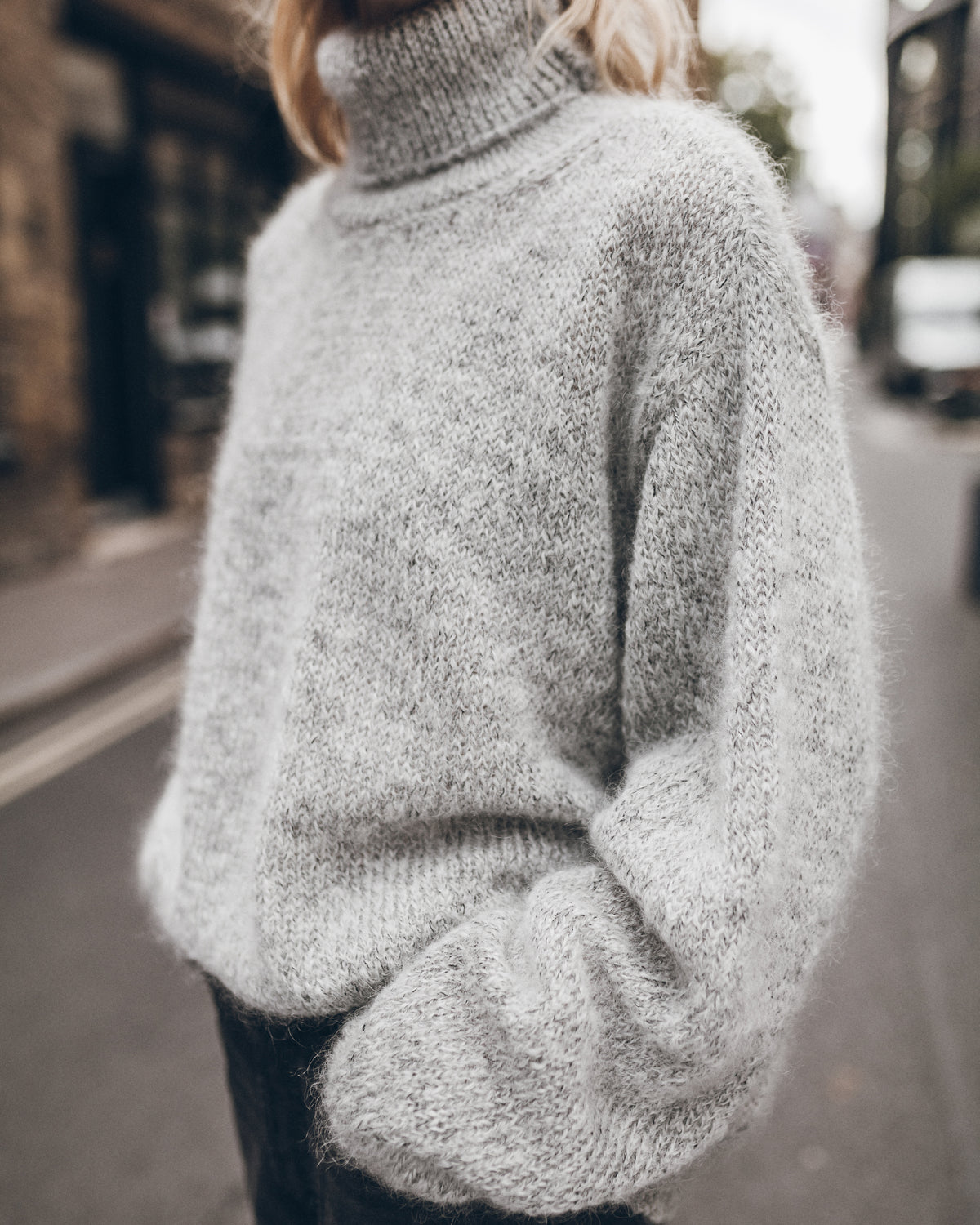 The Grey Melange Mohair Knitted Sweater